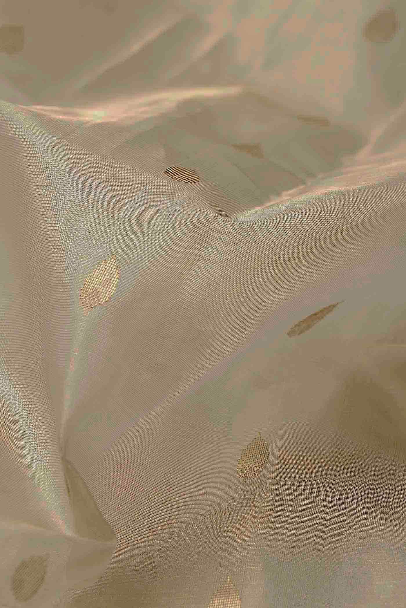 Cream Chanderi Tissue Silk Cotton Saree