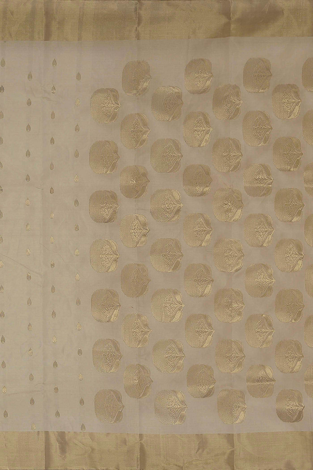 Cream Chanderi Tissue Silk Cotton Saree