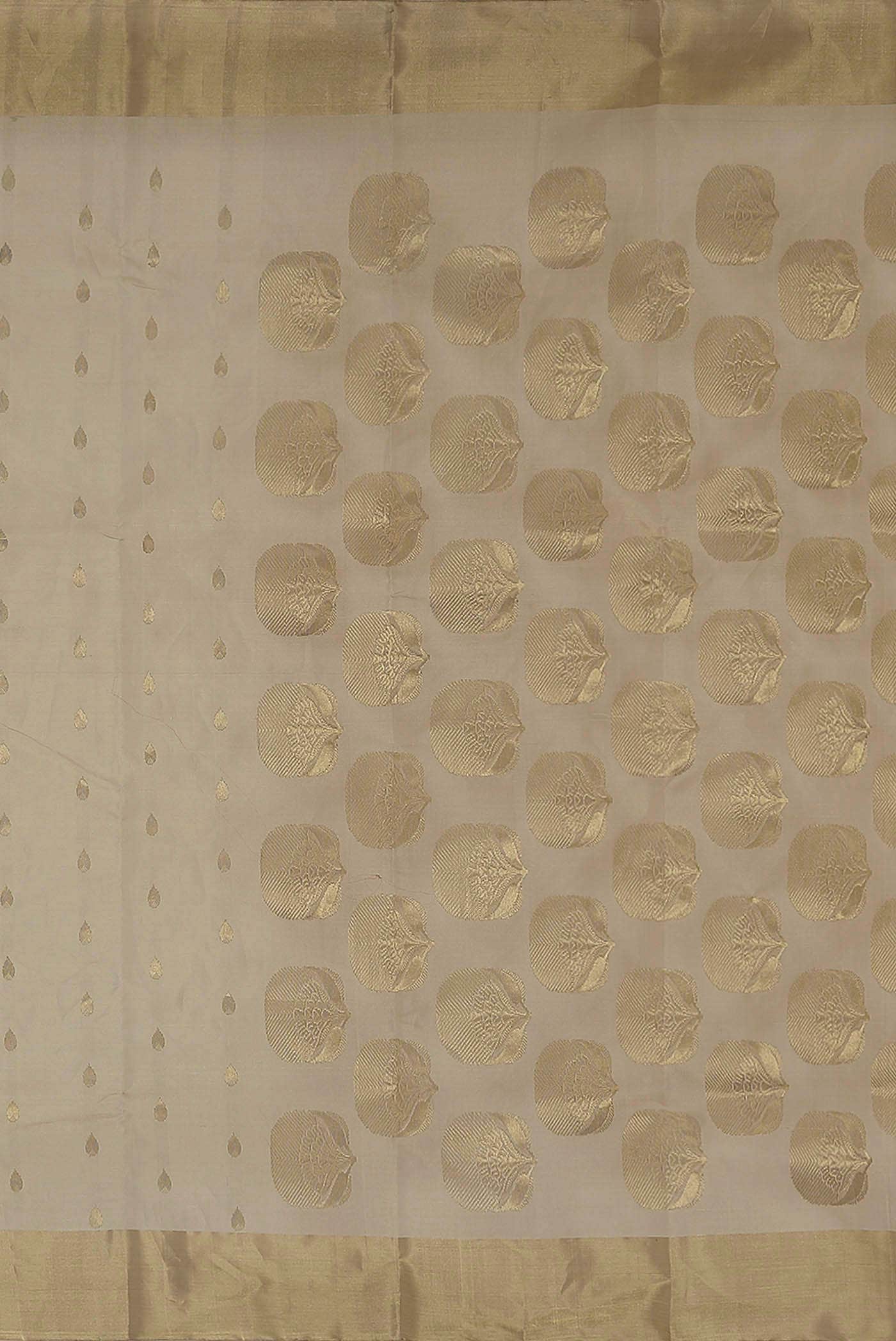 Cream Chanderi Tissue Silk Cotton Saree