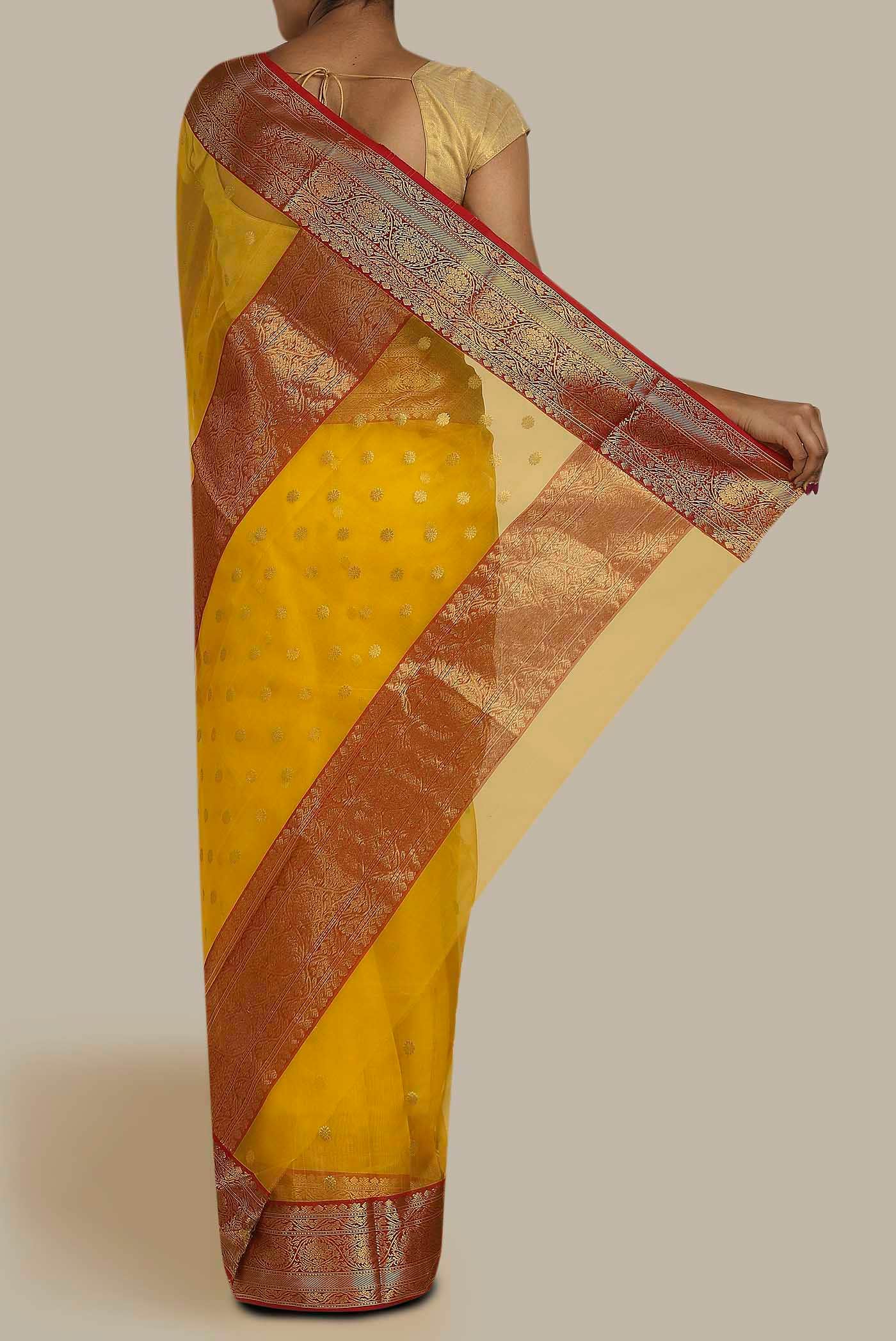 Yellow Chanderi Silk Cotton Saree
