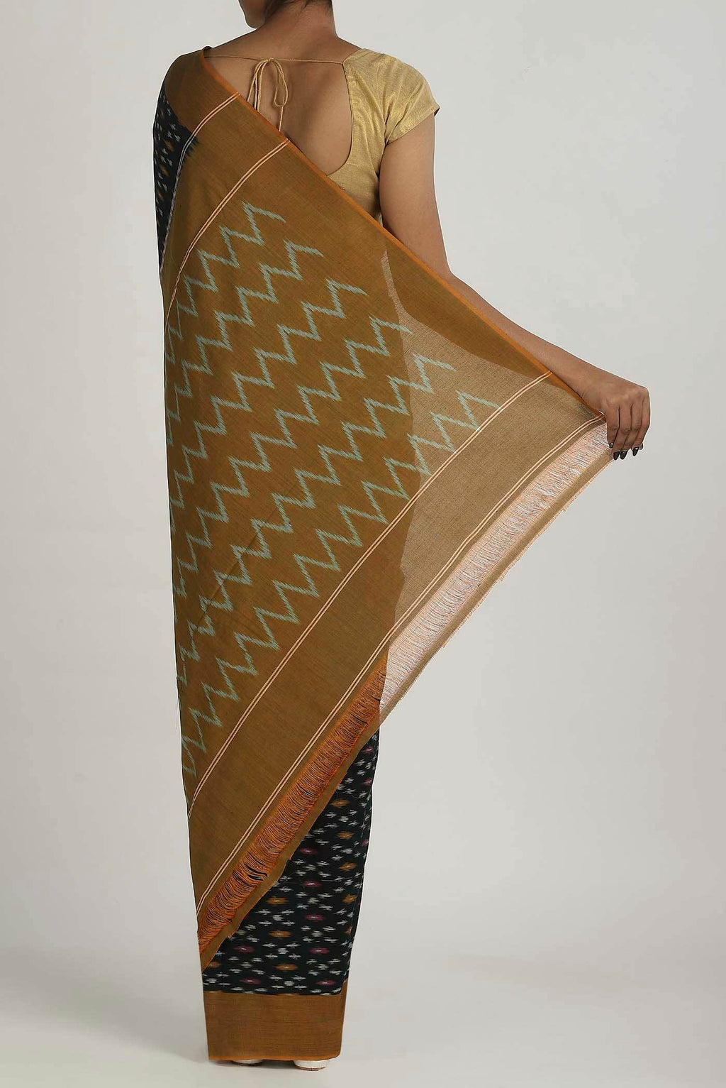 Black Pochampally Cotton Saree