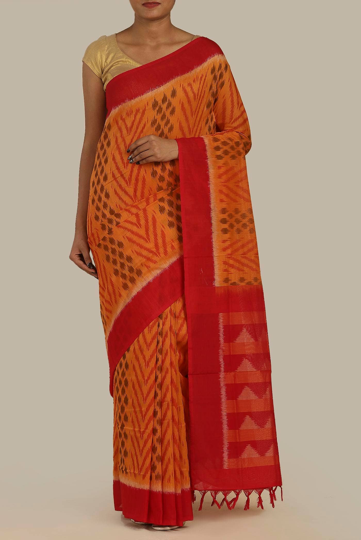 Orange Silk Cotton Saree