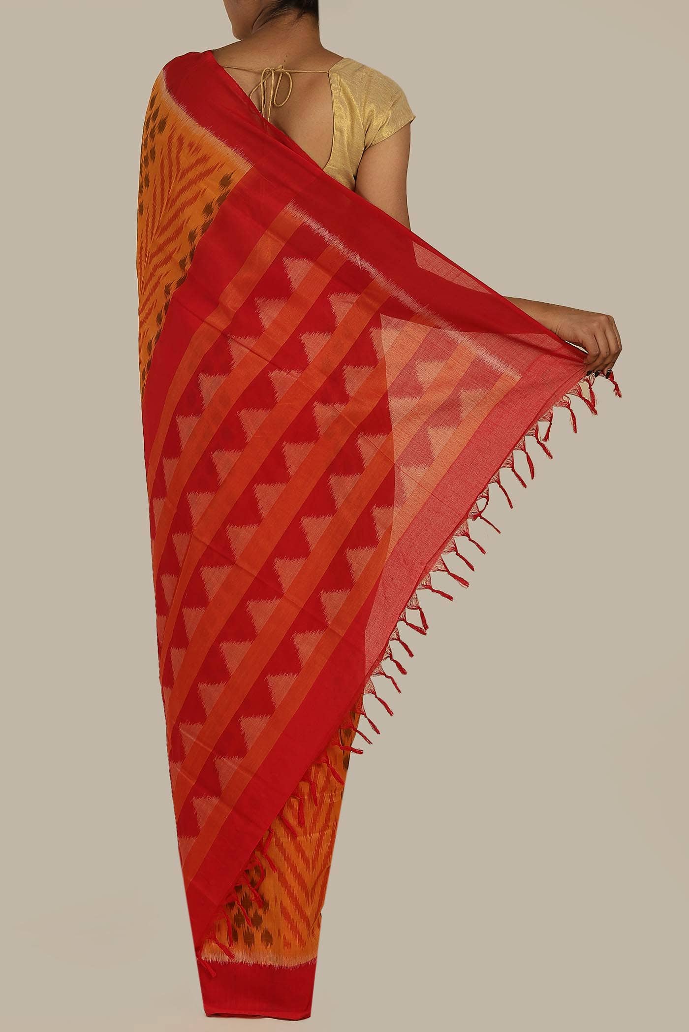Orange Silk Cotton Saree