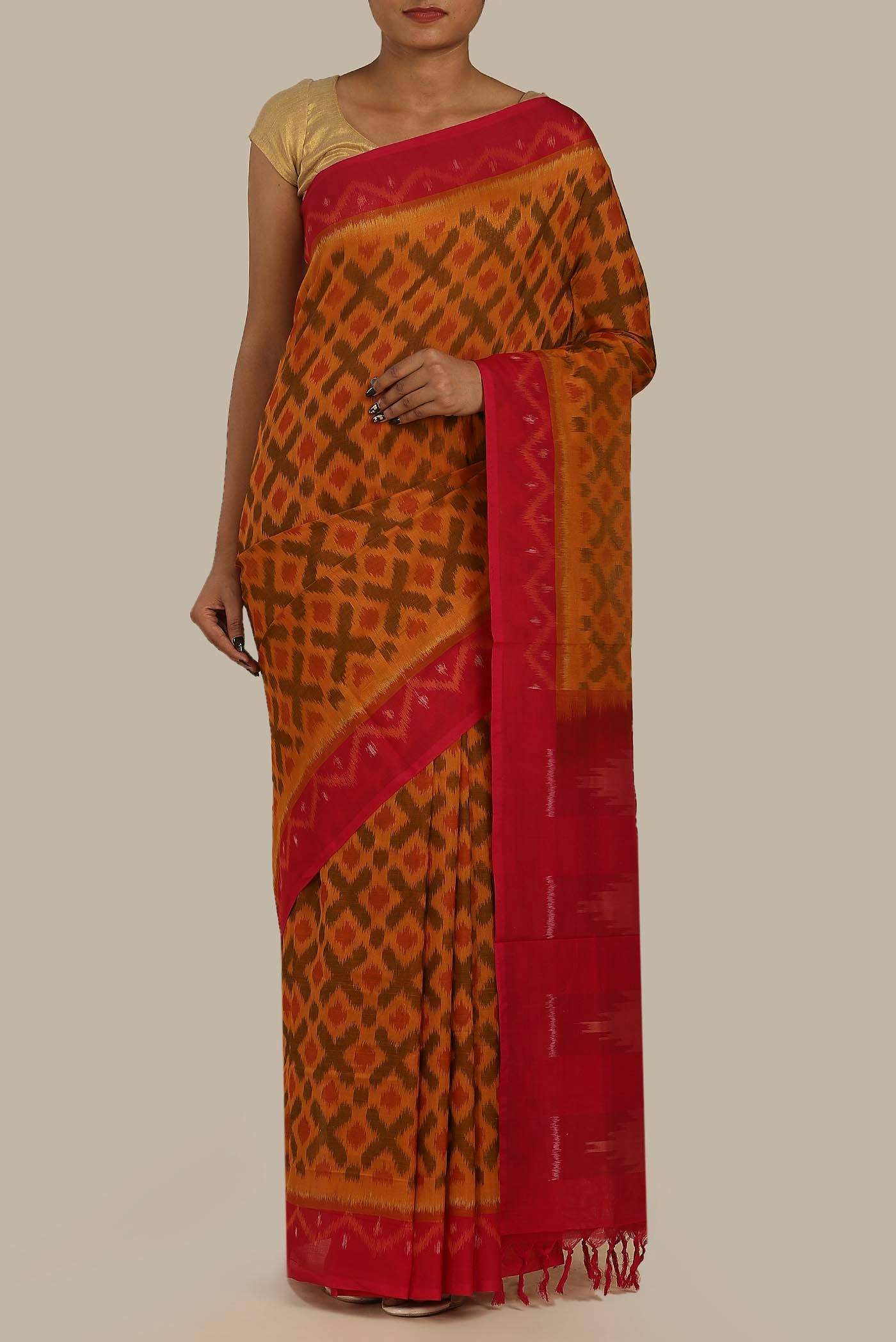 Orange Silk Cotton Saree
