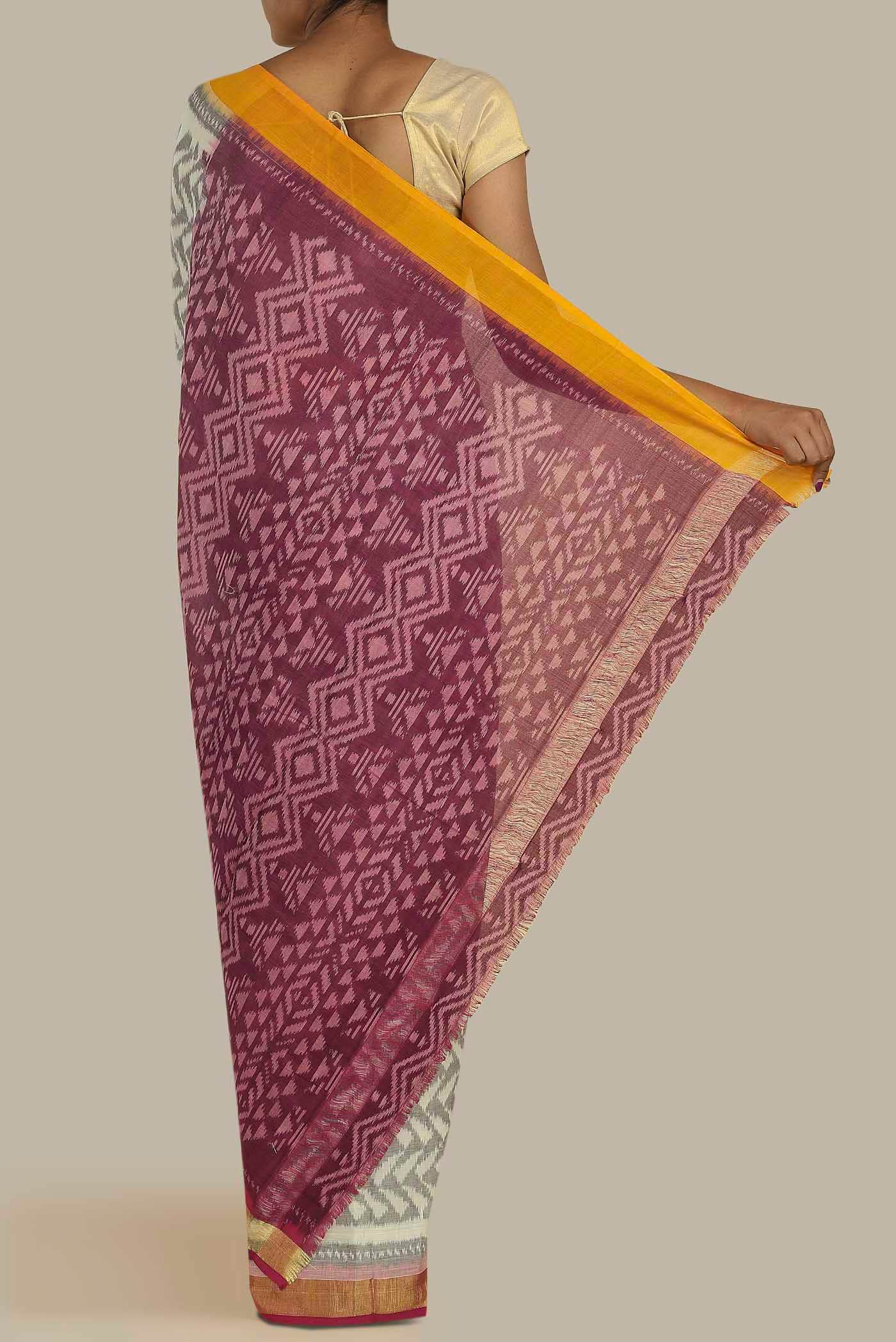 Cream Pochampally Cotton Saree