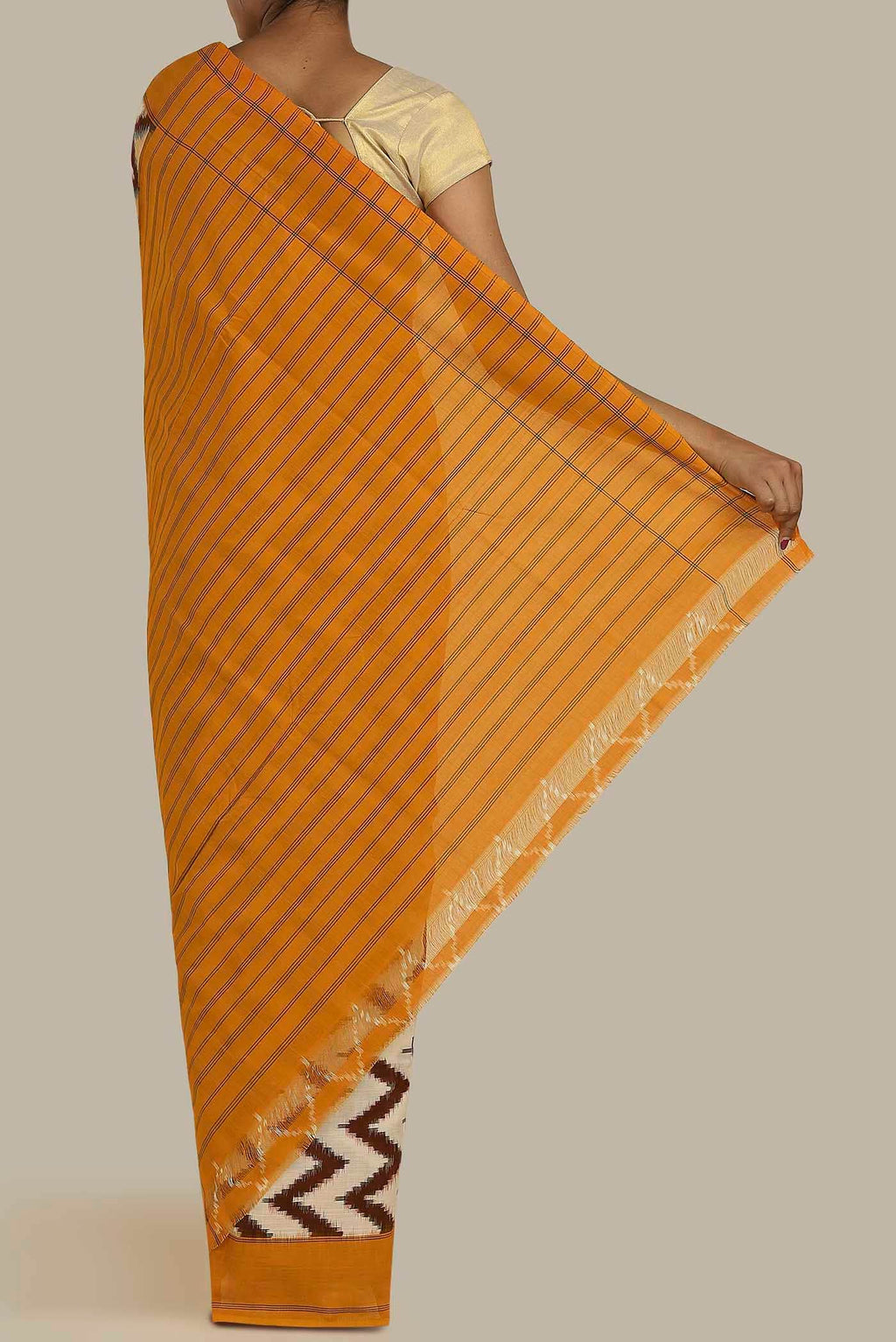 Cream Pochampally Cotton Saree