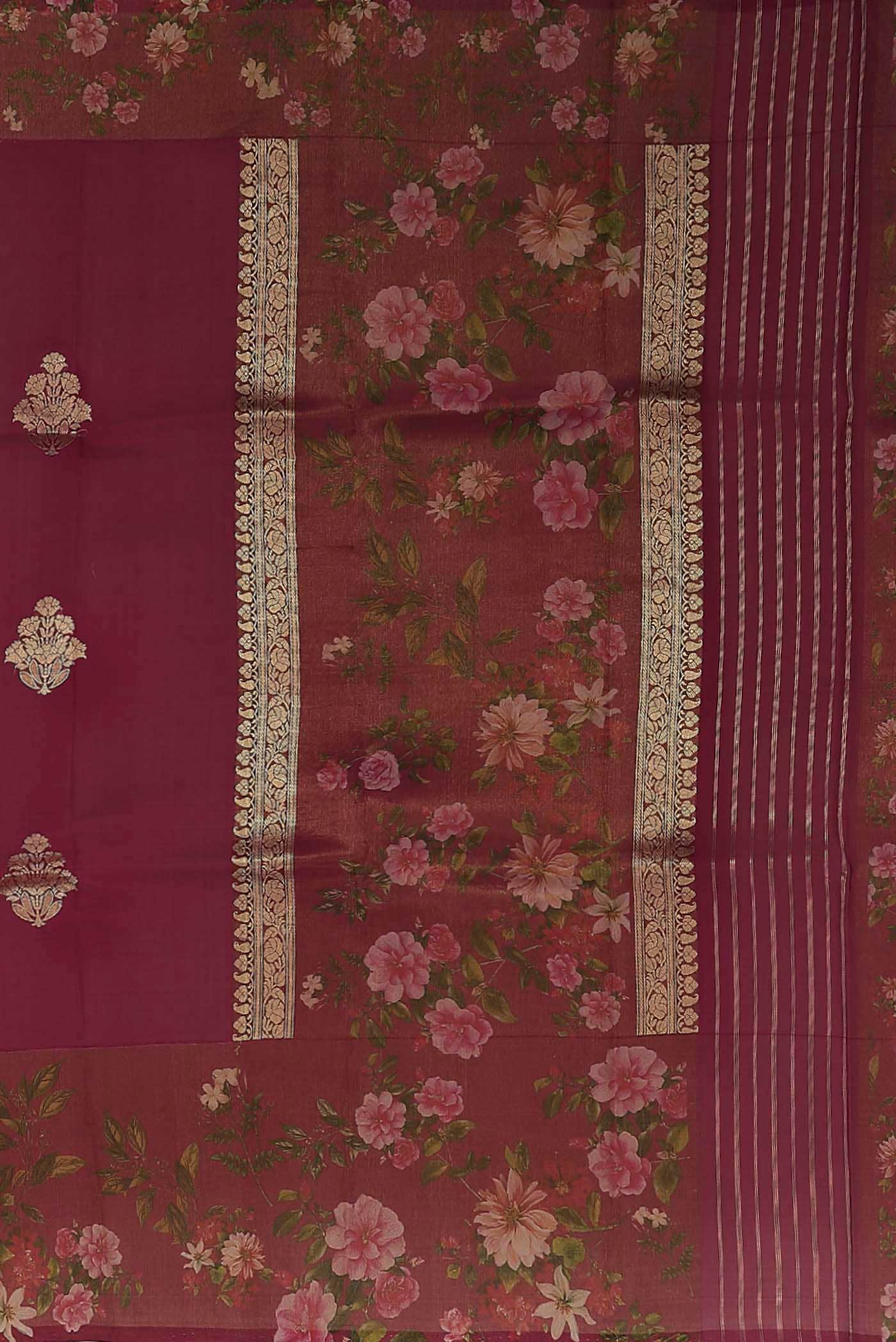 Dark Pink Banarasi Silk Saree