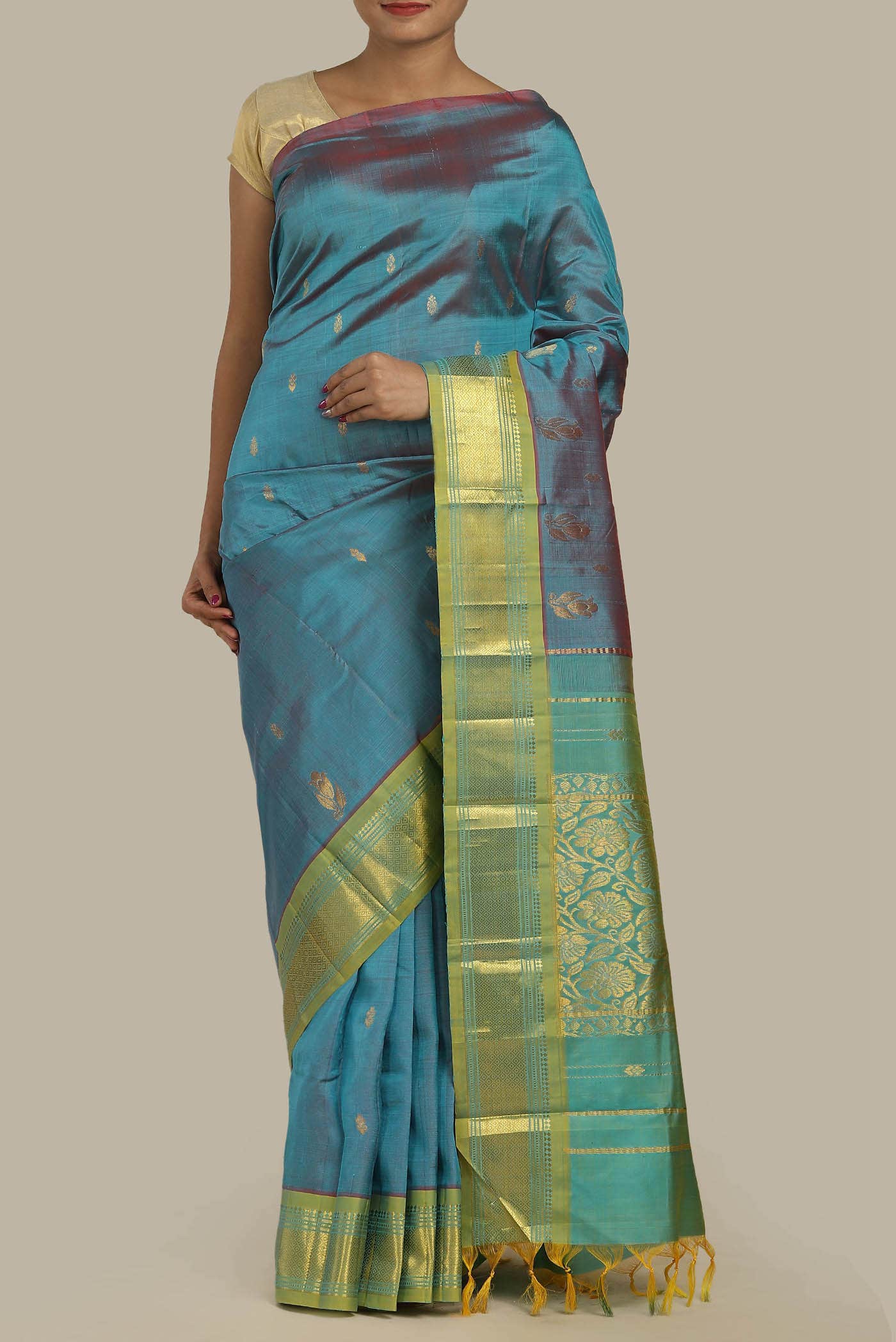 Blue Kanchipuram Silk Saree