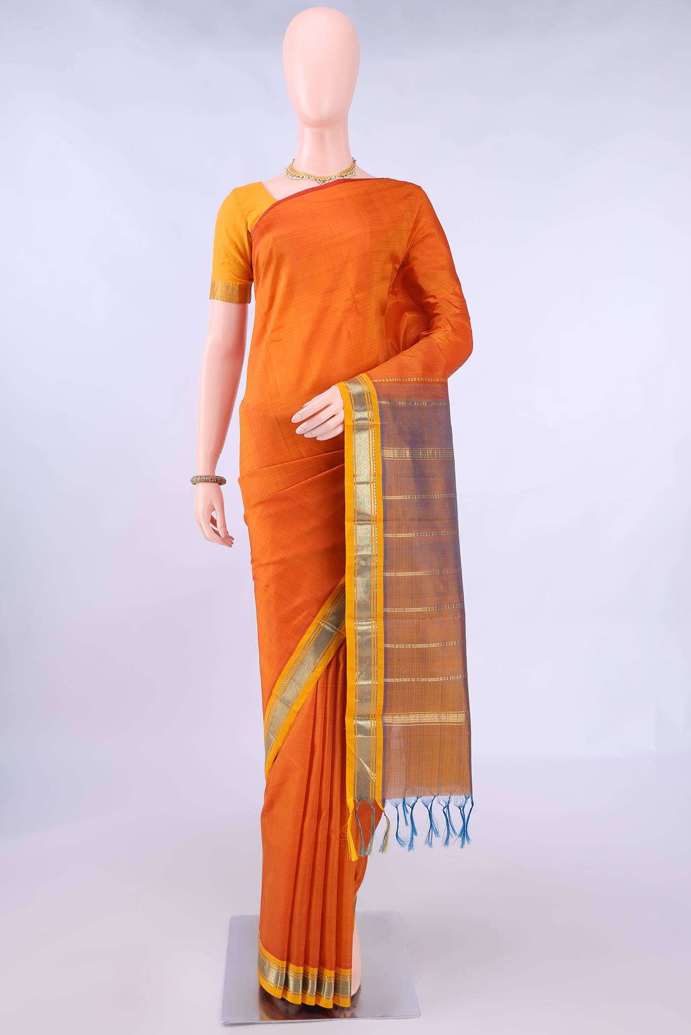 Orange Kanchipuram Silk Saree