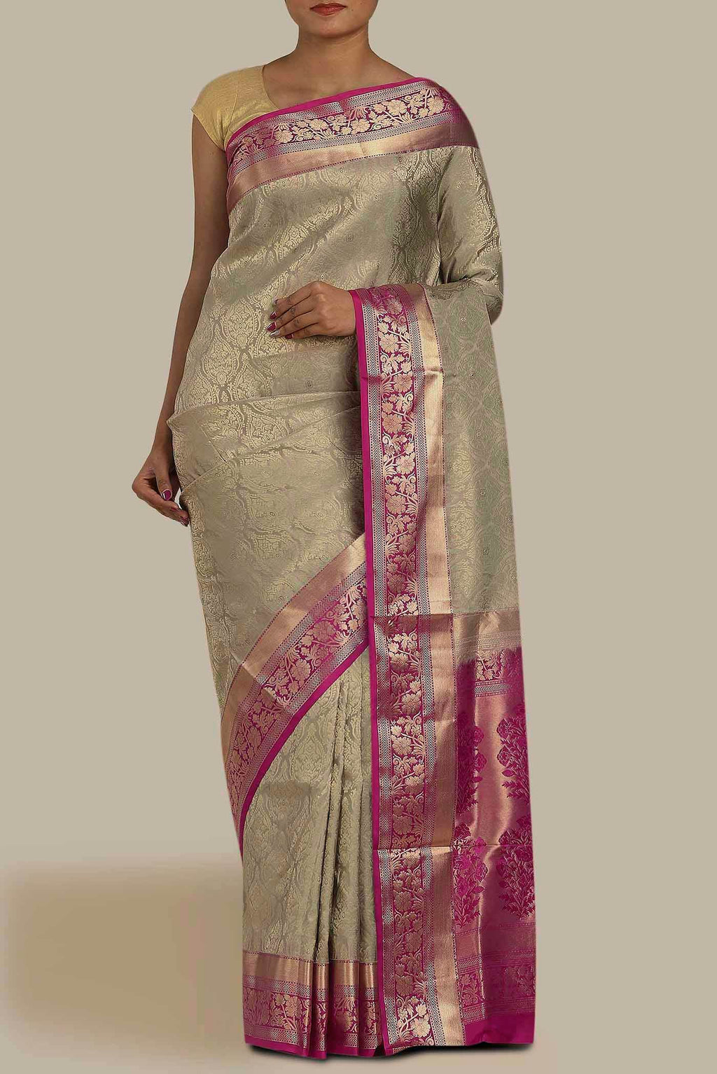 Beige Soft Silk Saree