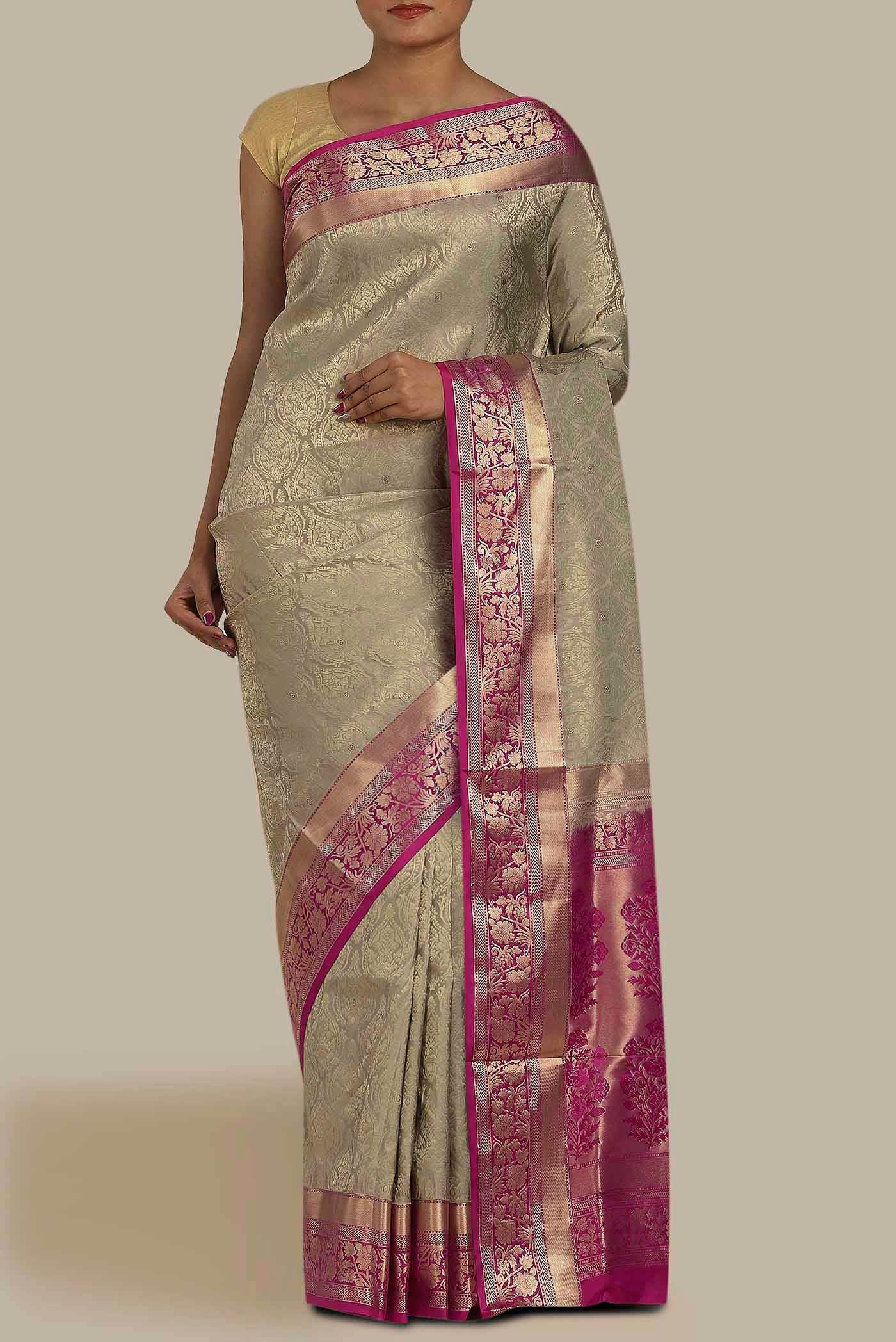 Beige Soft Silk Saree