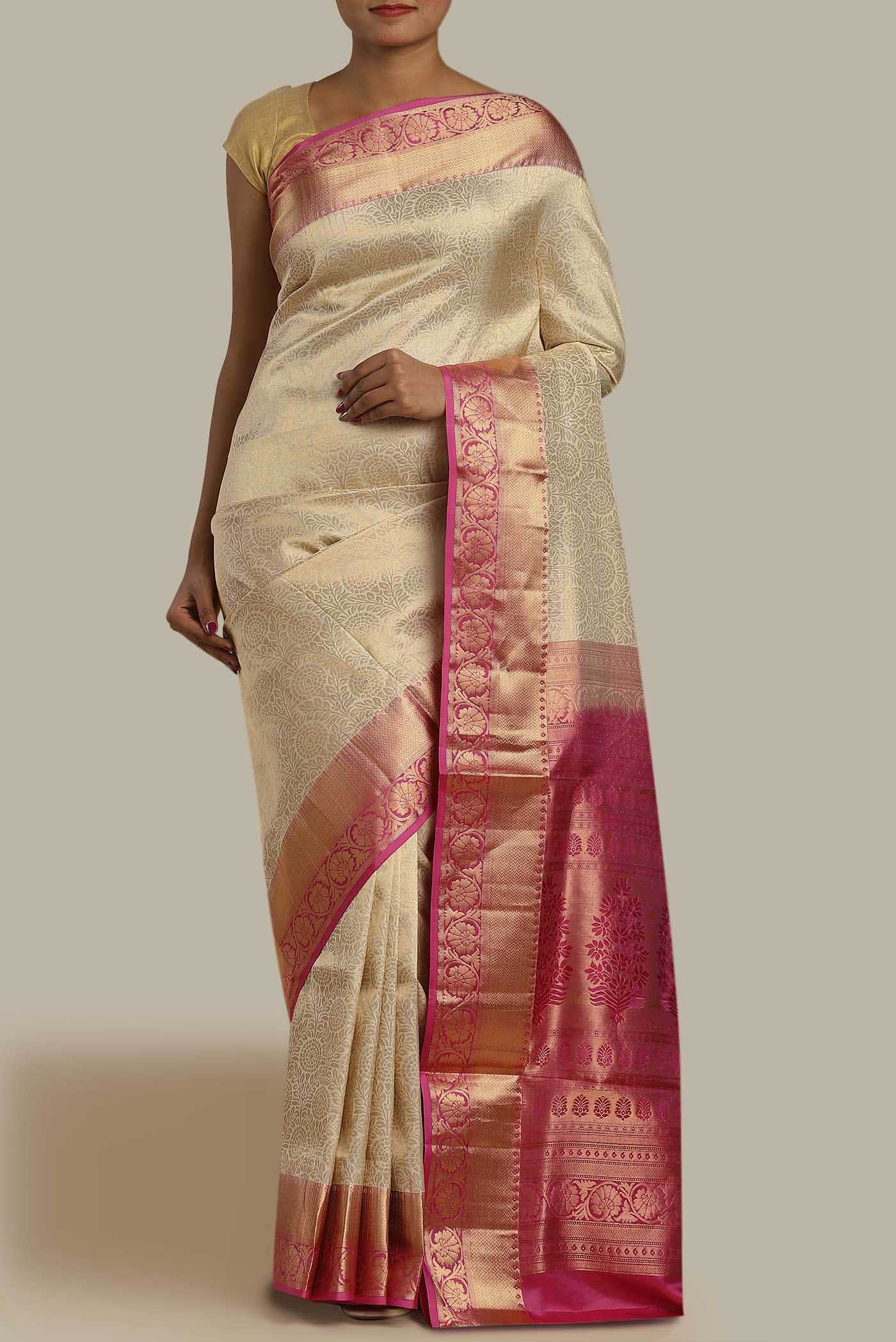 Cream Soft Silk Saree