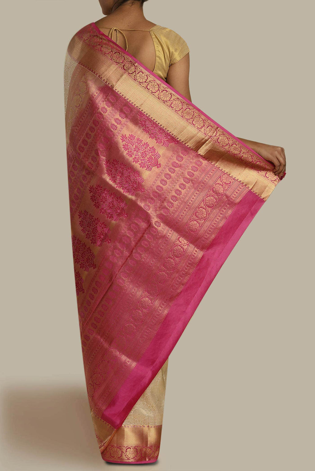 Cream Soft Silk Saree