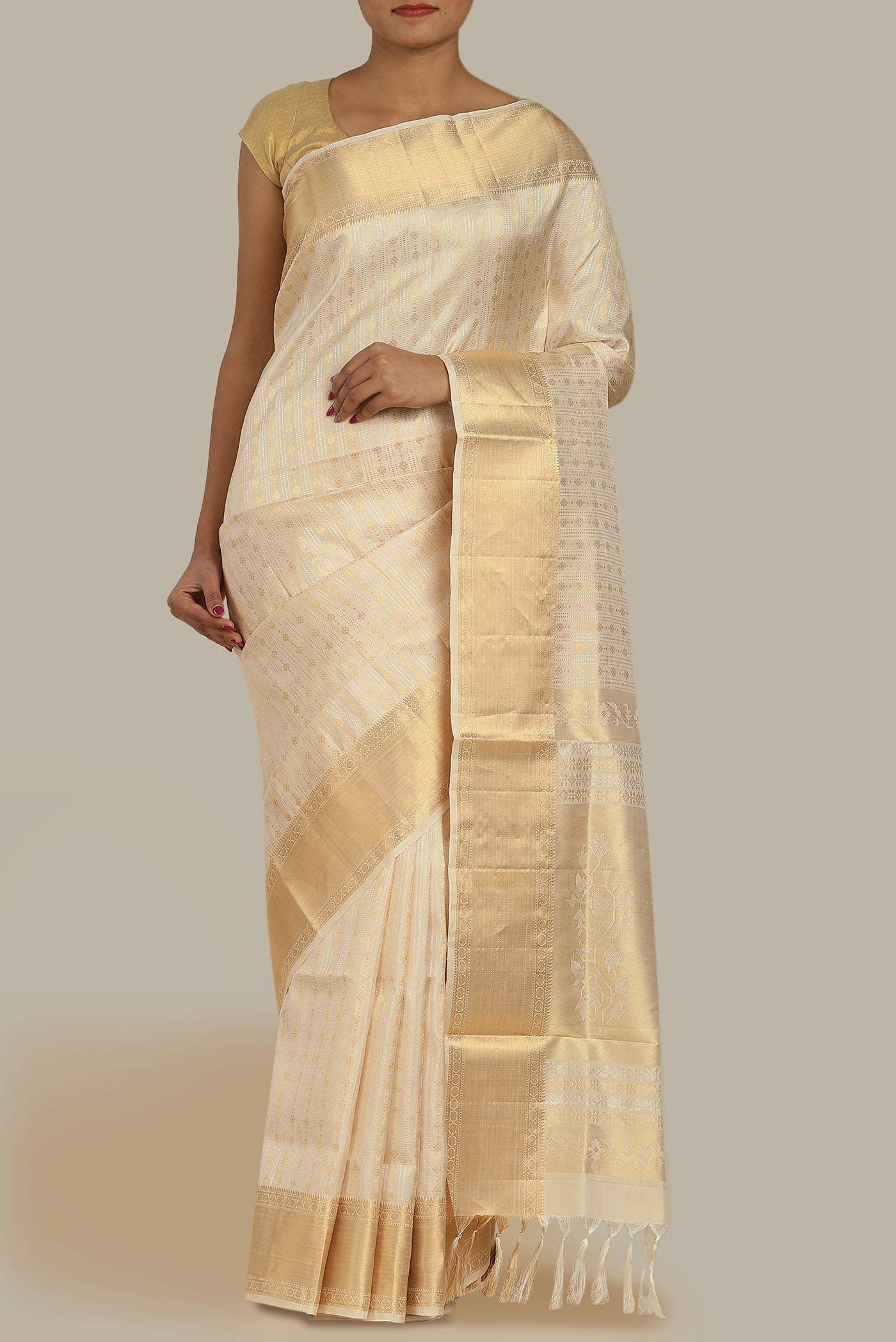 Cream Soft Silk Saree
