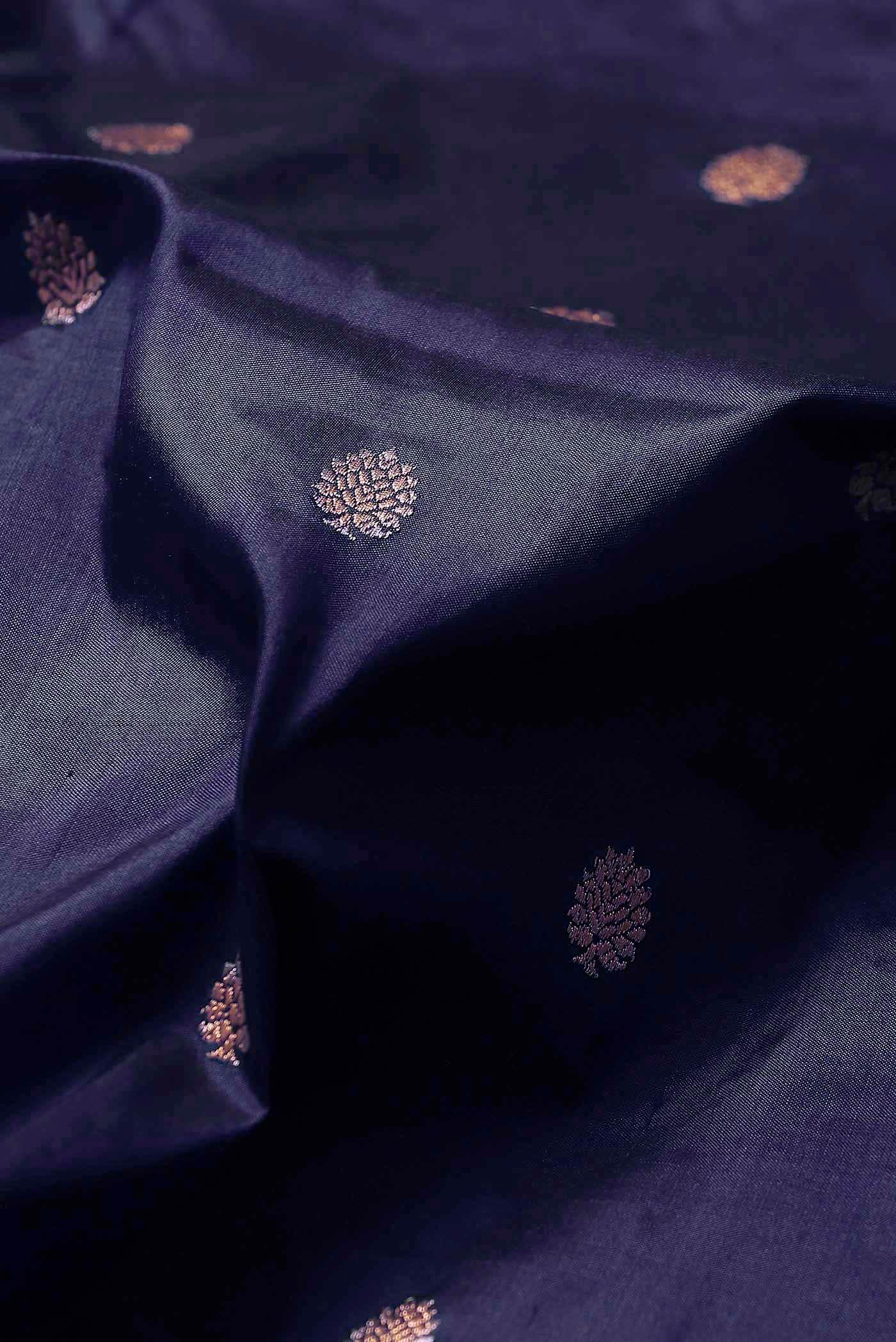 Navy Blue Banarasi Katan Silk Saree