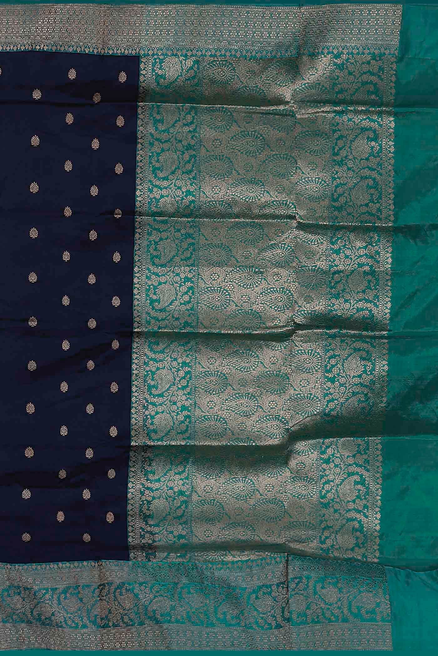 Navy Blue Banarasi Katan Silk Saree