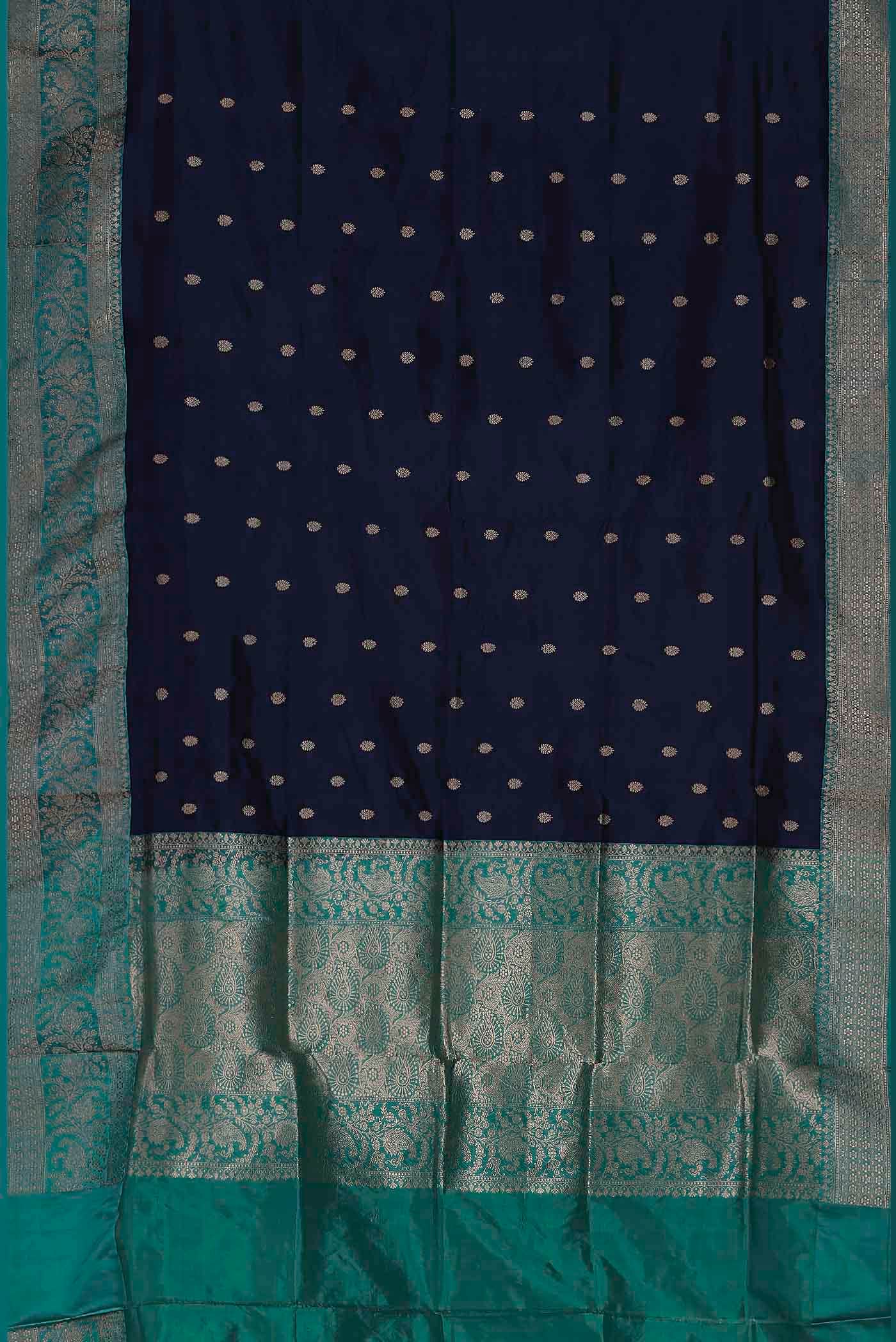 Navy Blue Banarasi Katan Silk Saree