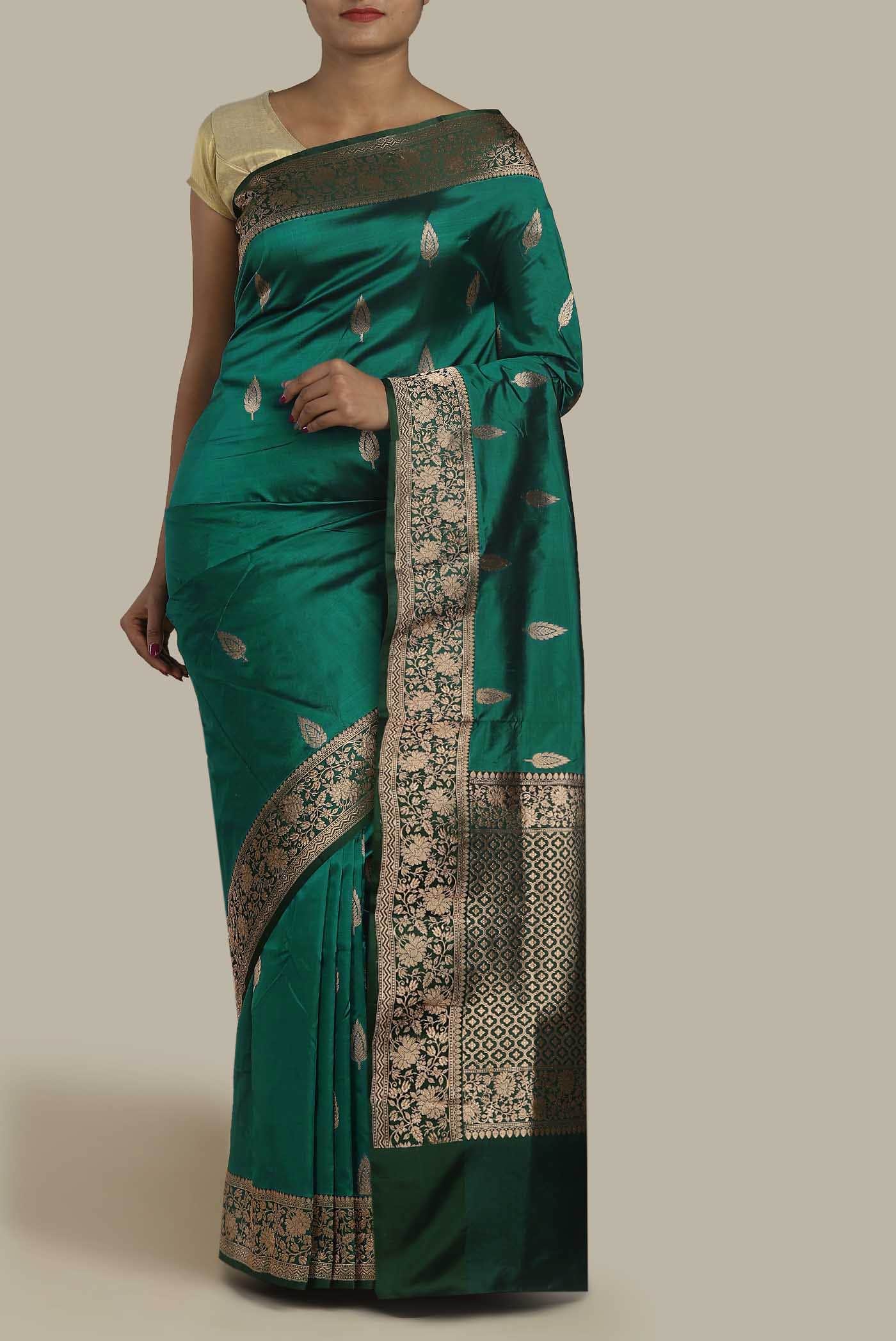 Green Banarasi Katan Silk Saree