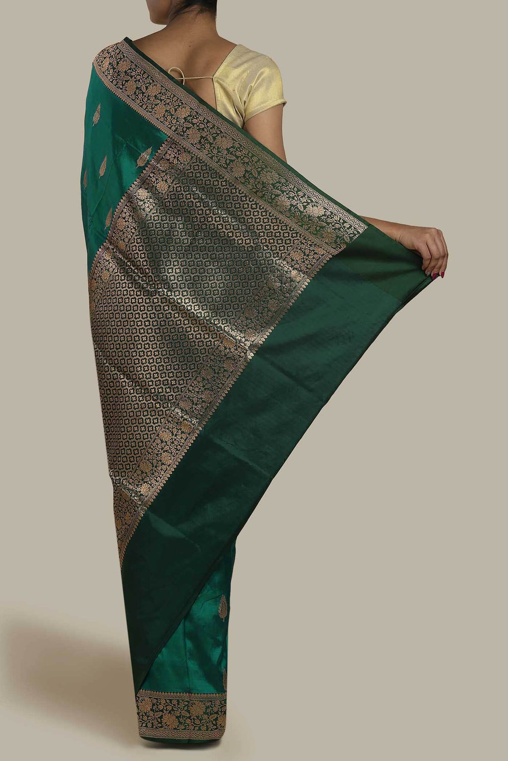 Green Banarasi Katan Silk Saree