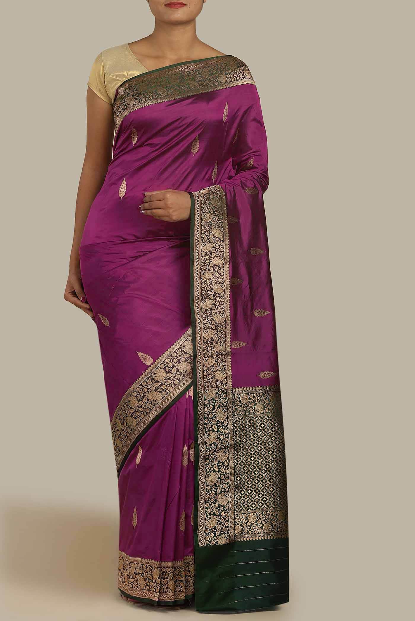 Magenta Banarasi Katan Silk Saree