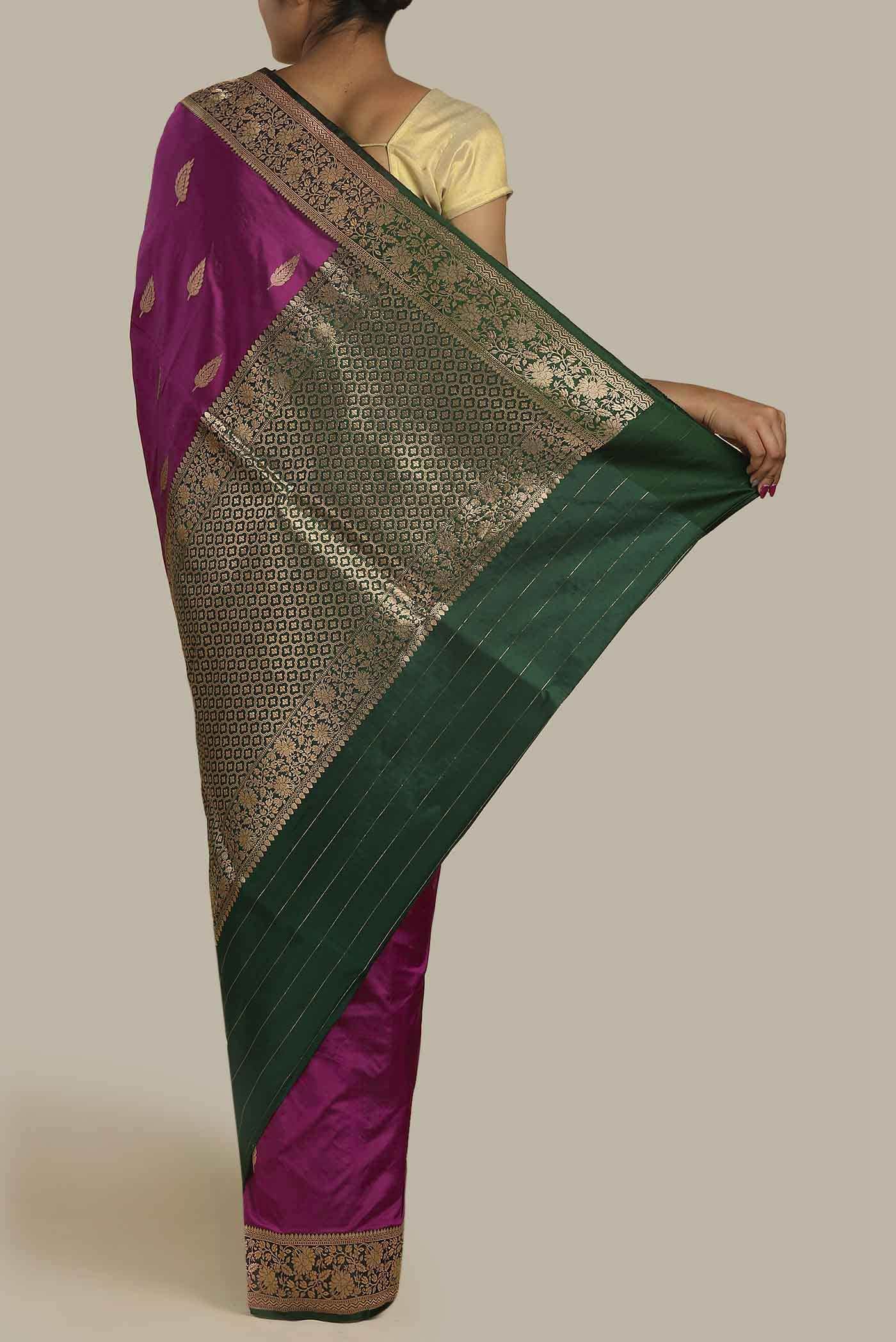 Magenta Banarasi Katan Silk Saree