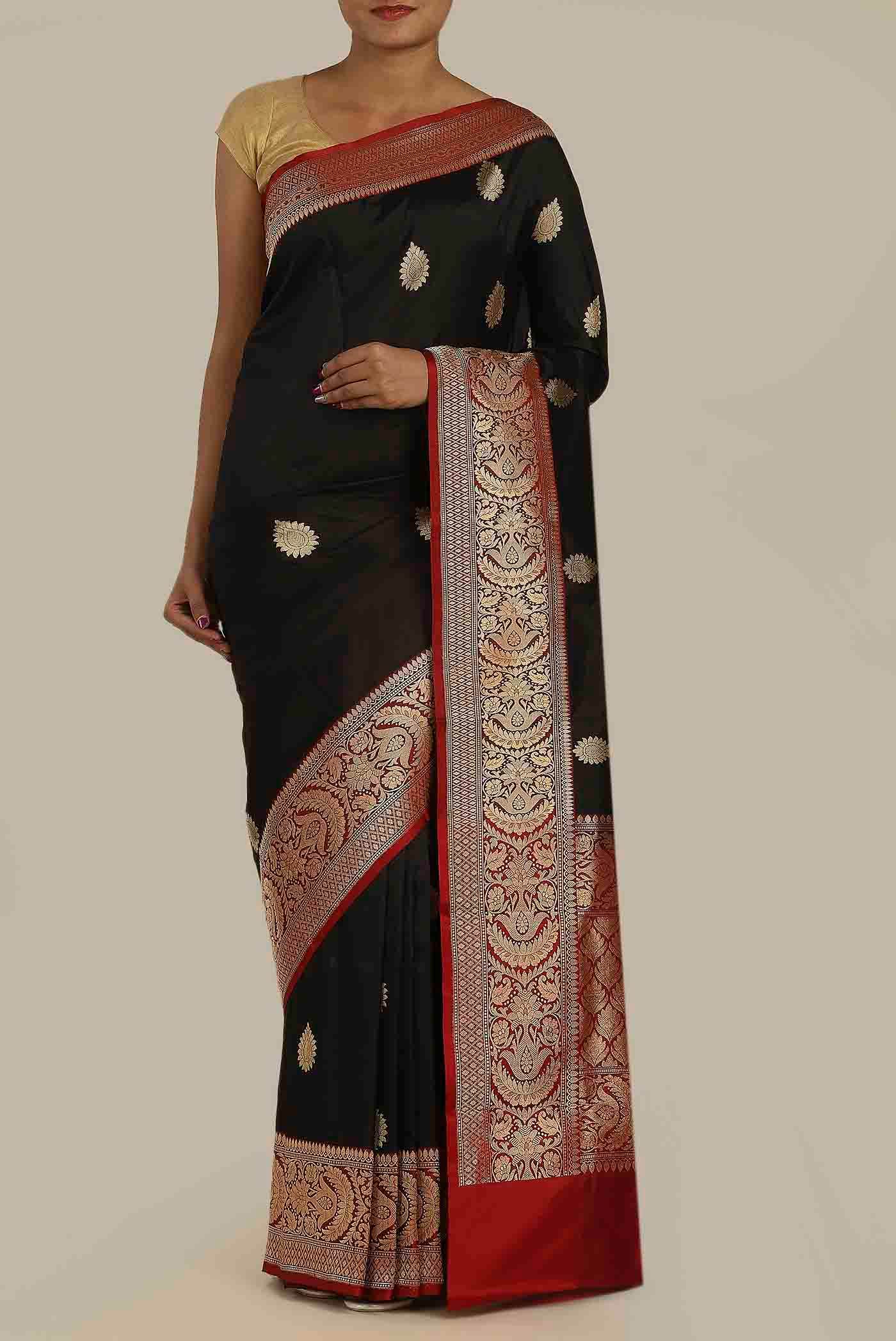 Black Banarasi Katan Silk Saree