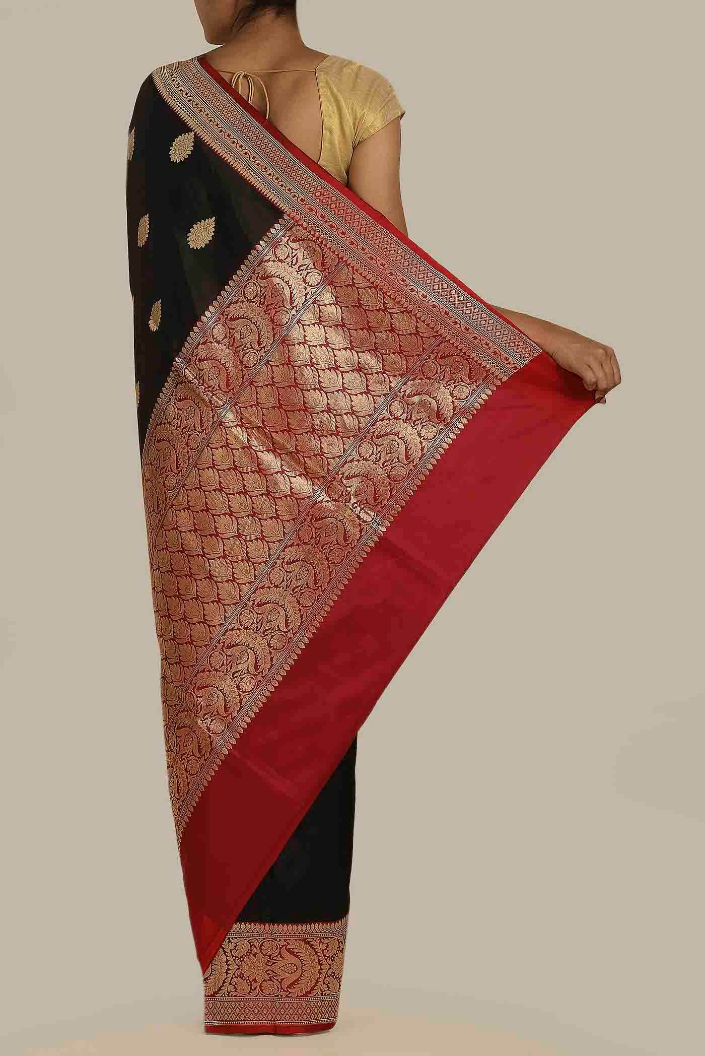 Black Banarasi Katan Silk Saree