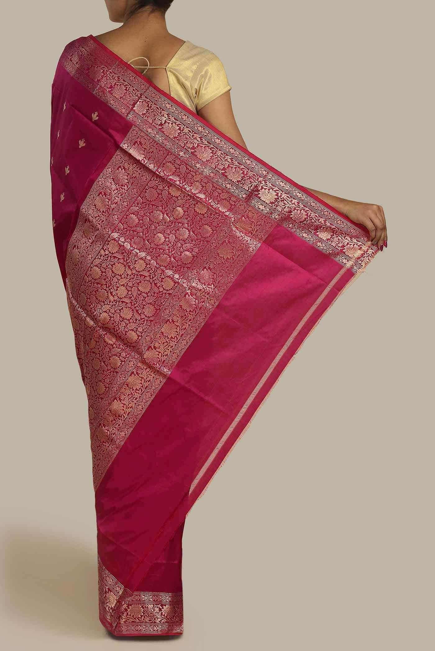 Dark Pink Banarasi Katan Silk Saree