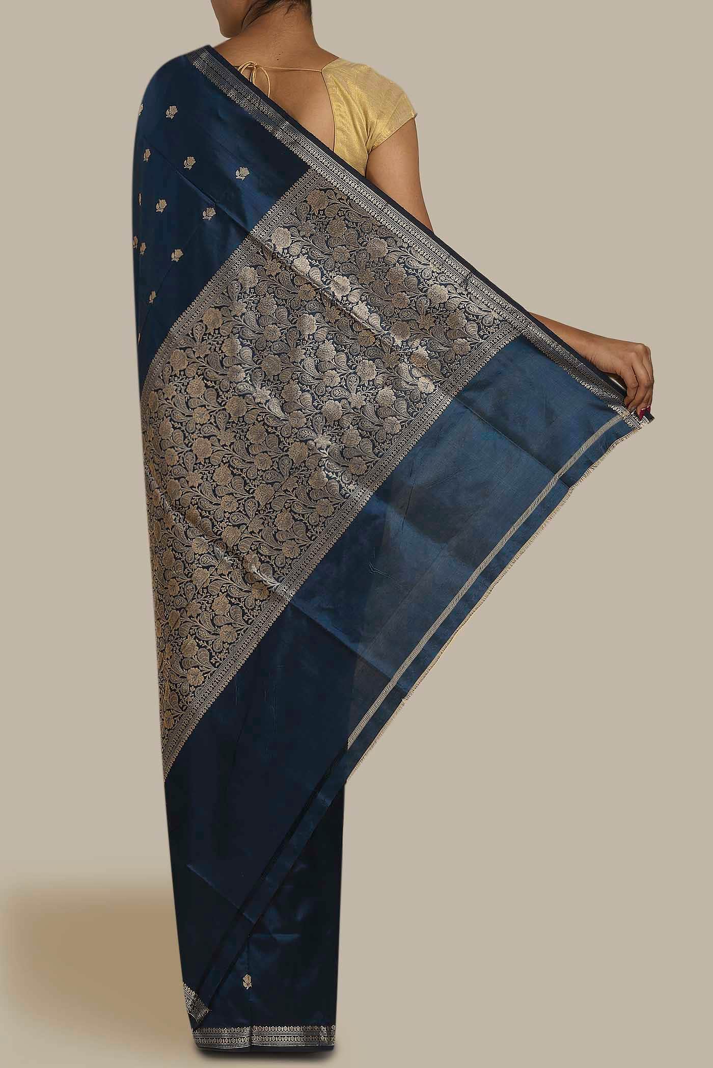 Blue Banarasi Katan Silk Saree