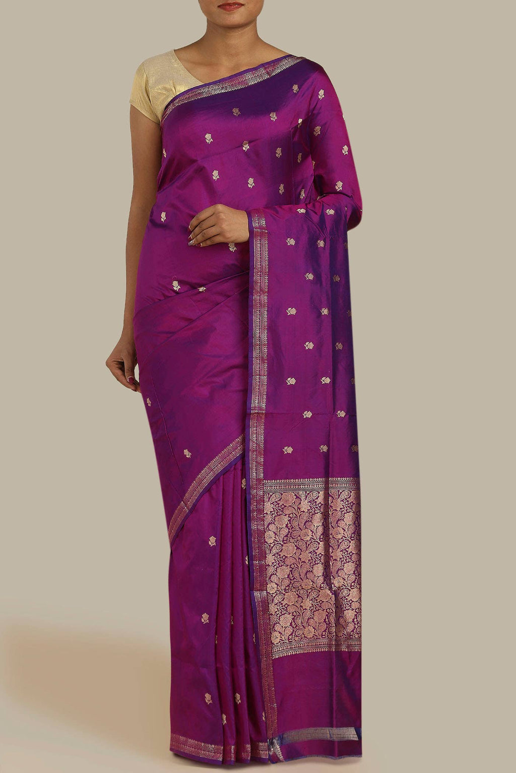 Purple Banarasi Katan Silk Saree