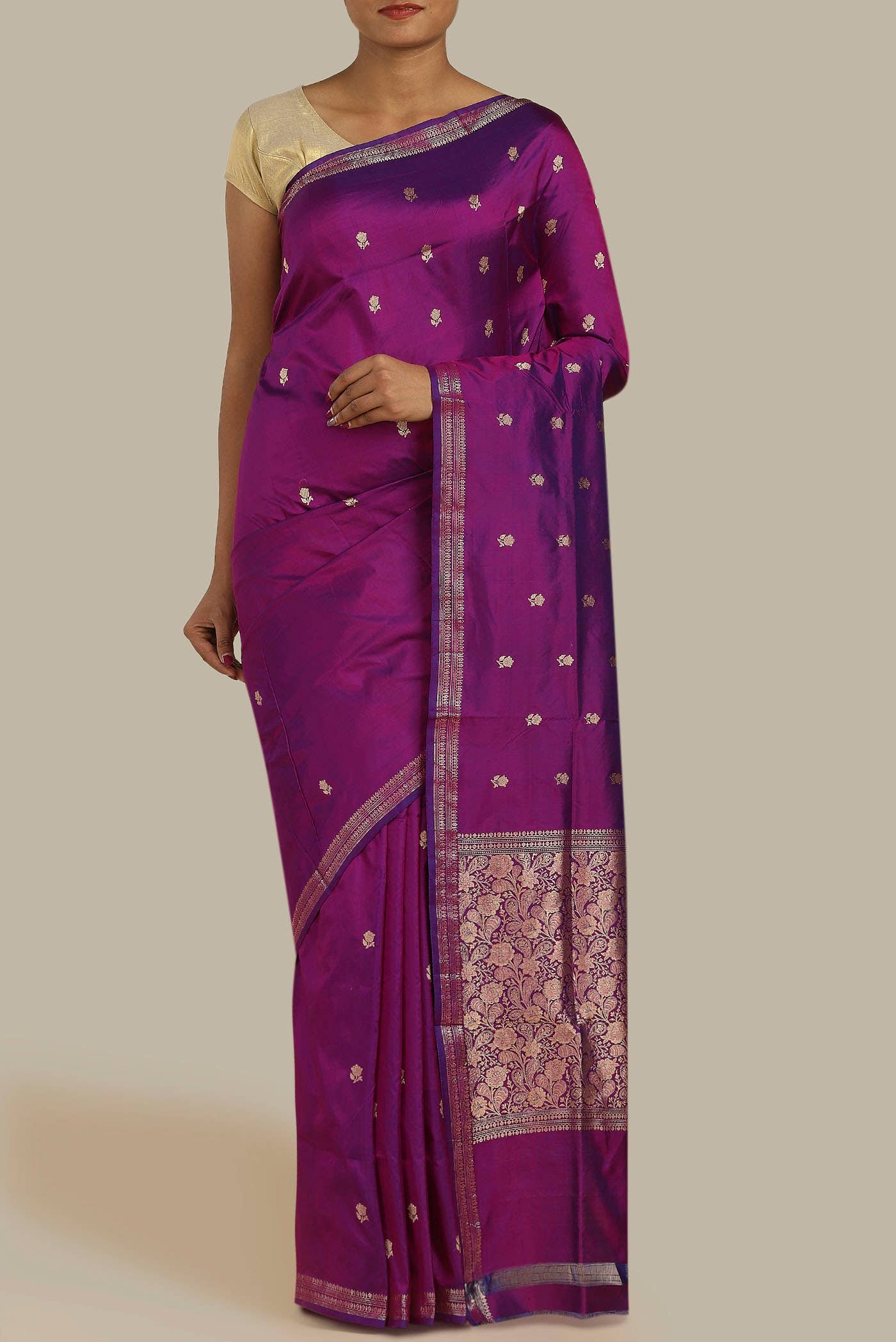 Purple Banarasi Katan Silk Saree