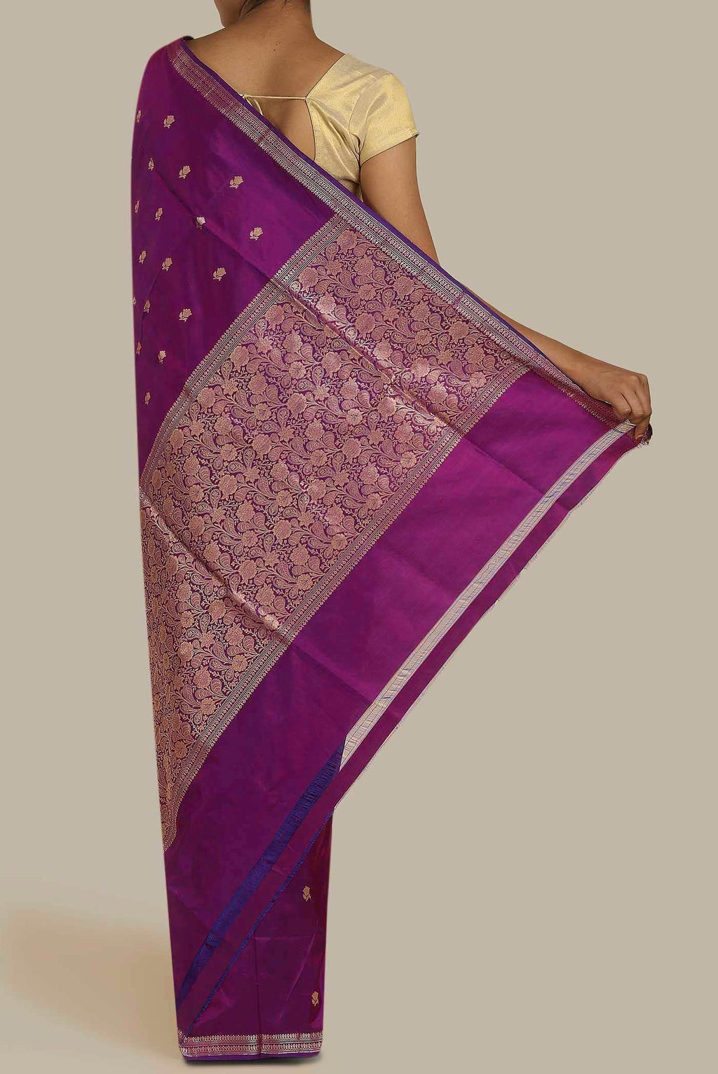 Purple Banarasi Katan Silk Saree