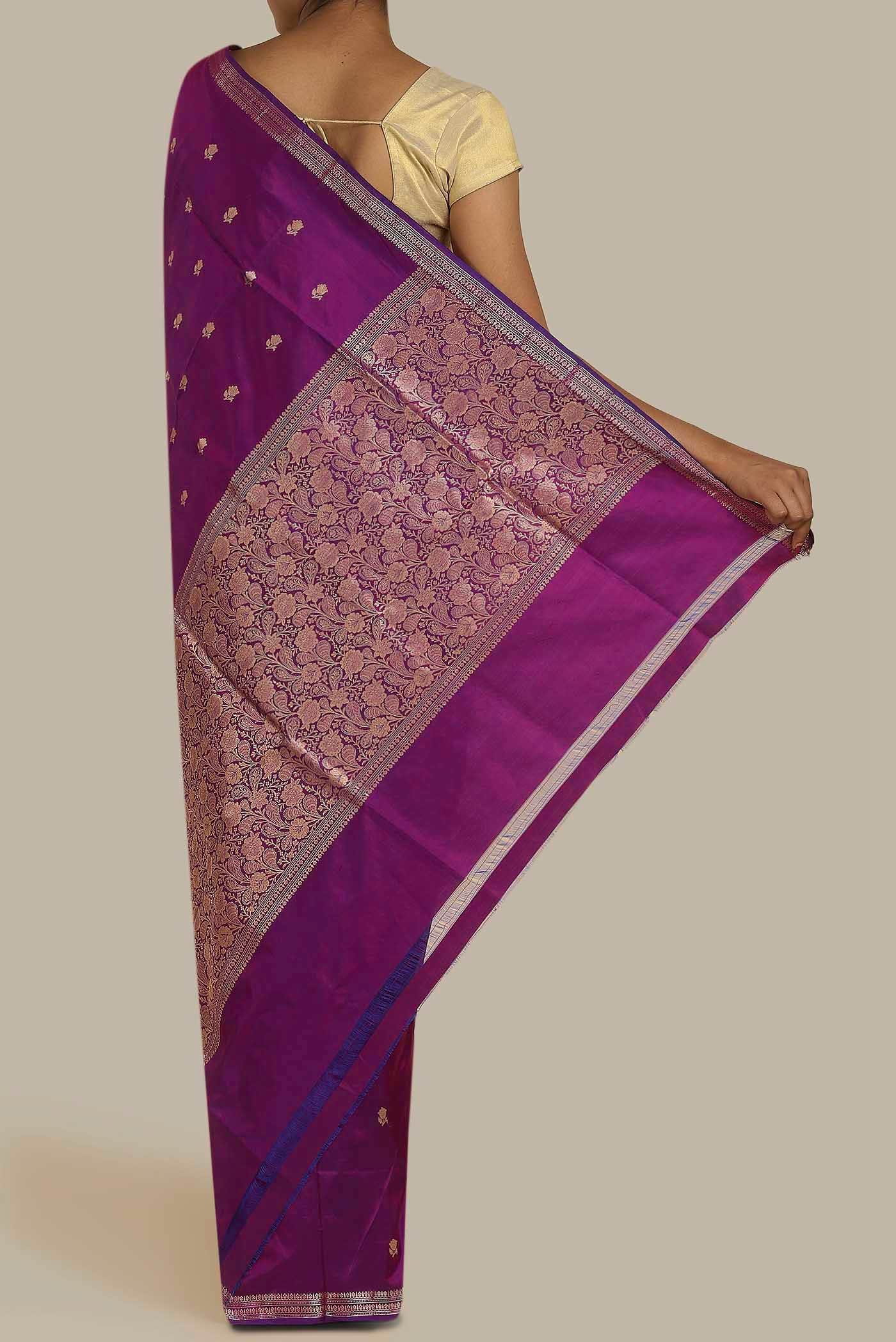 Purple Banarasi Katan Silk Saree