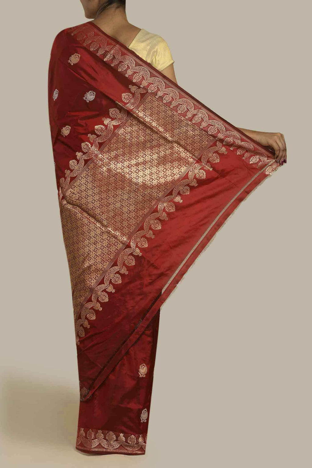 Maroon Banarasi Katan Silk Saree