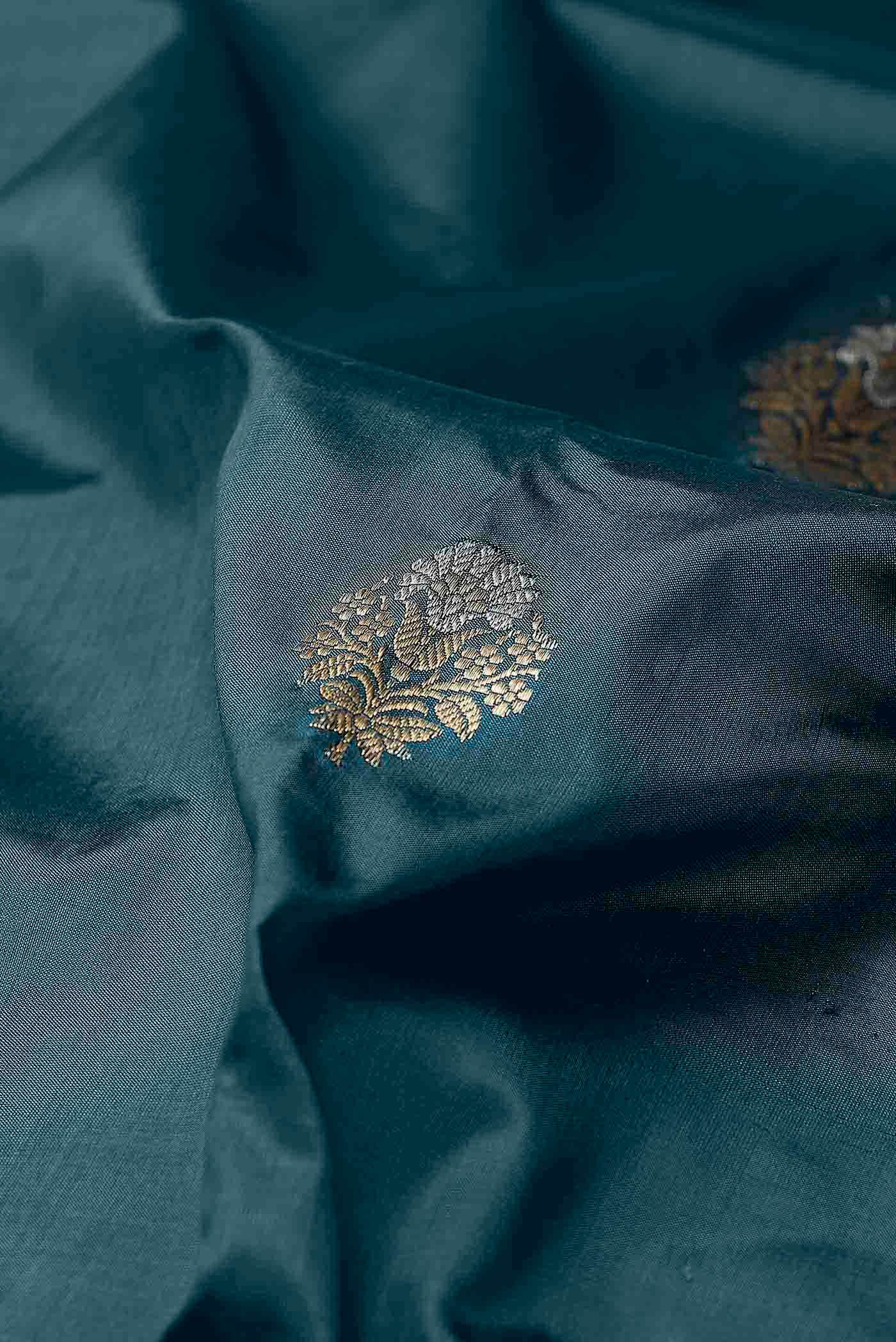 Blue Banarasi Katan Silk Saree