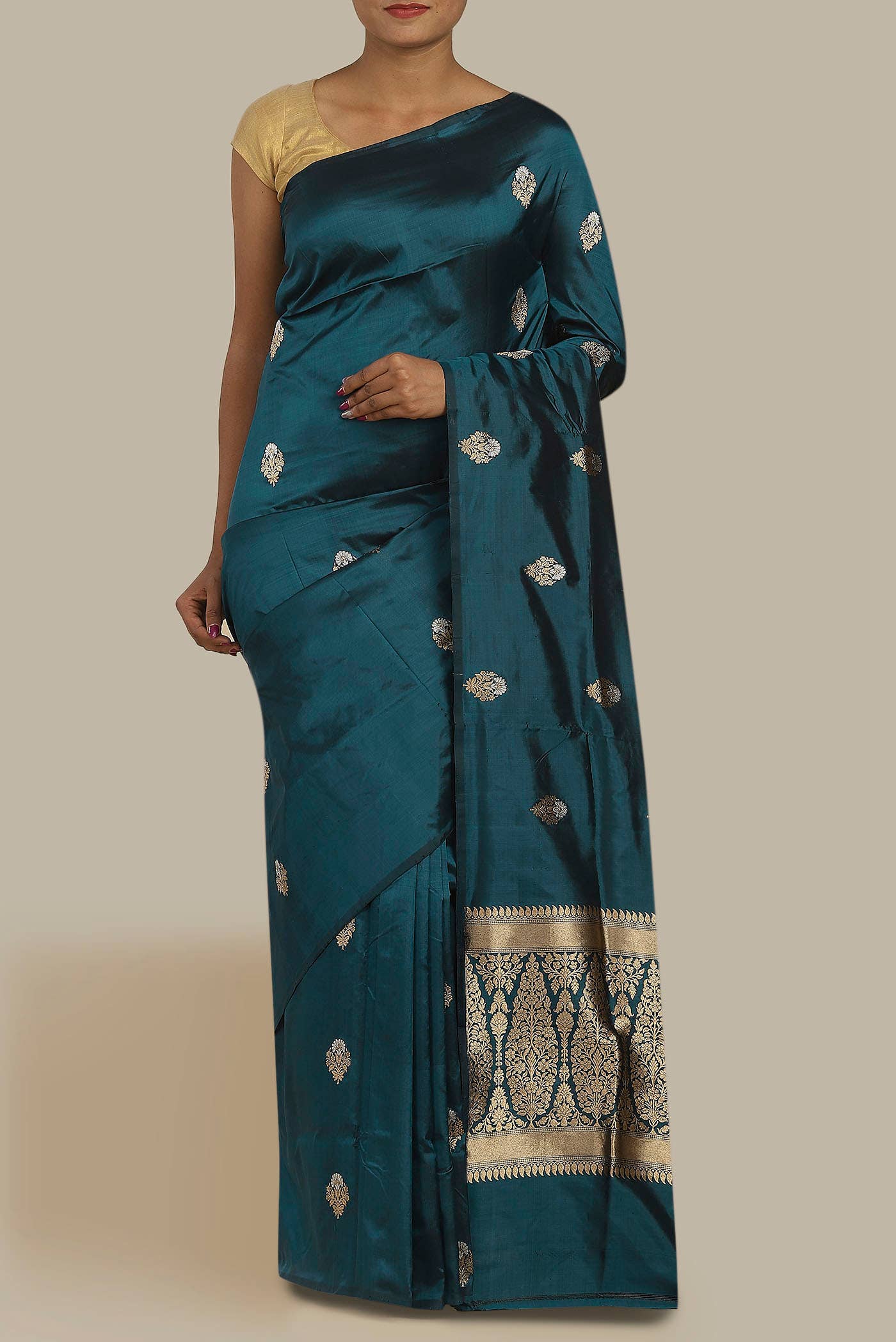 Blue Banarasi Katan Silk Saree