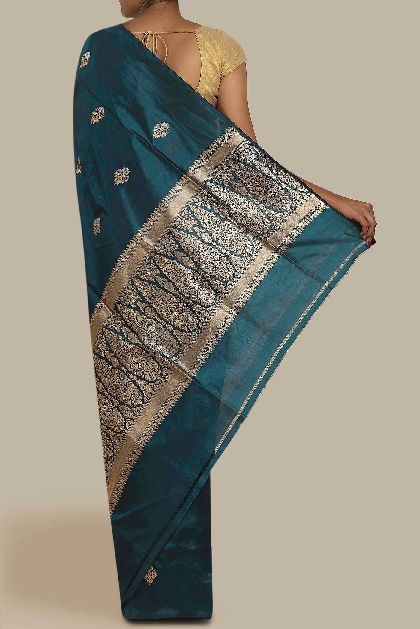 Blue Banarasi Katan Silk Saree