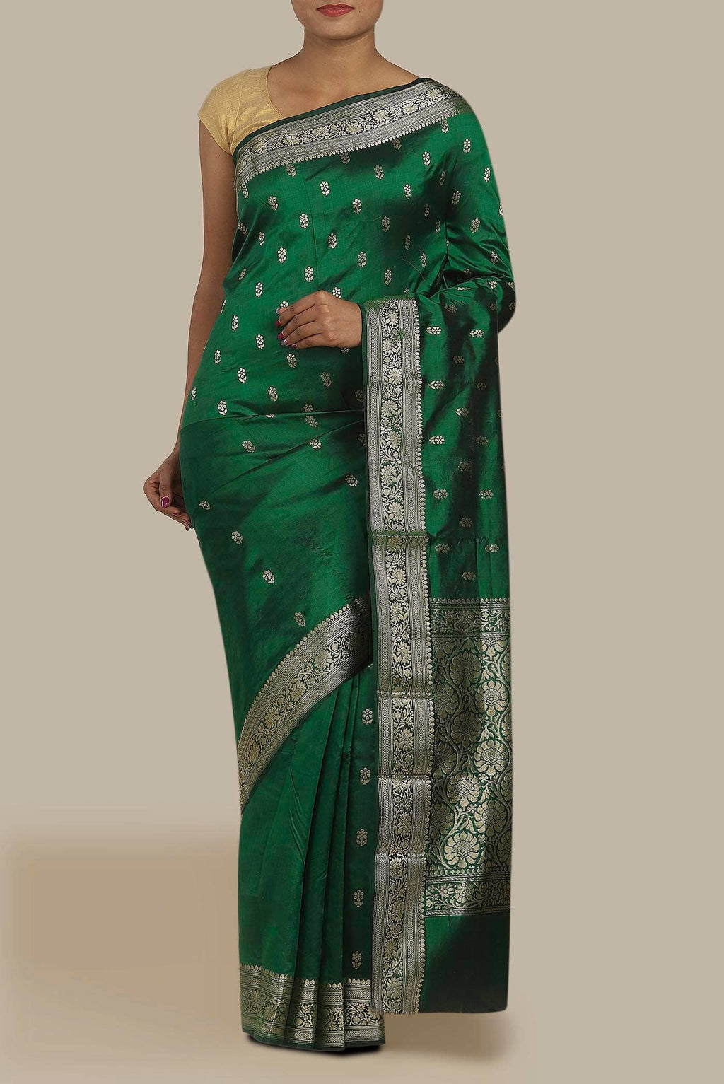 Green Banarasi Katan Silk Saree