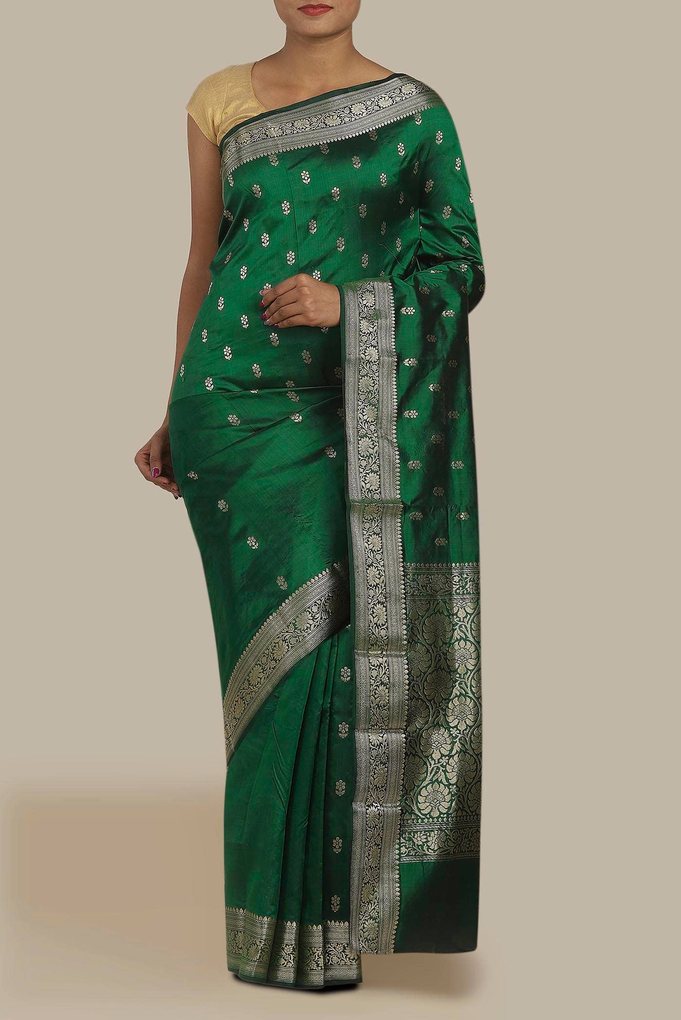Green Banarasi Katan Silk Saree