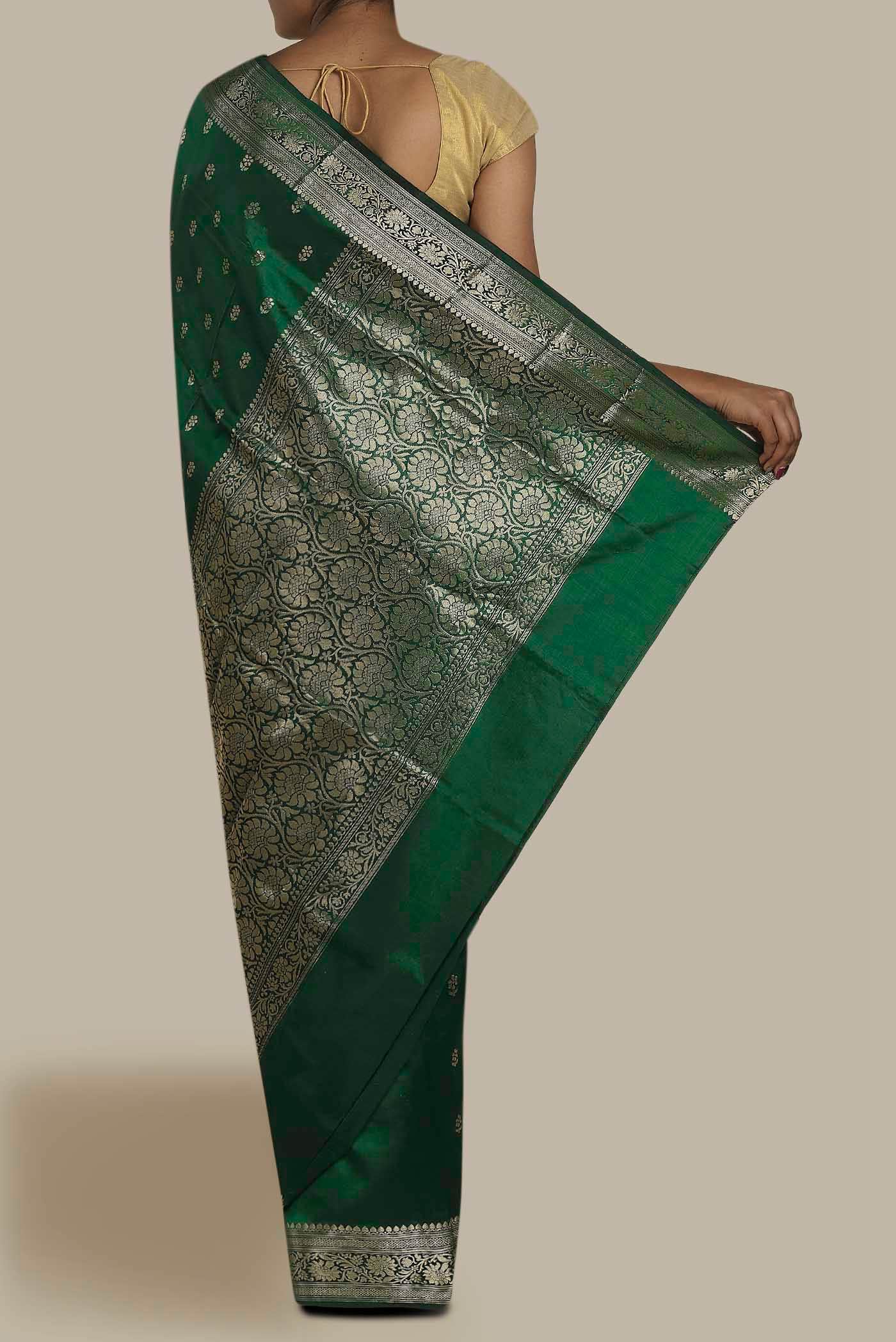 Green Banarasi Katan Silk Saree