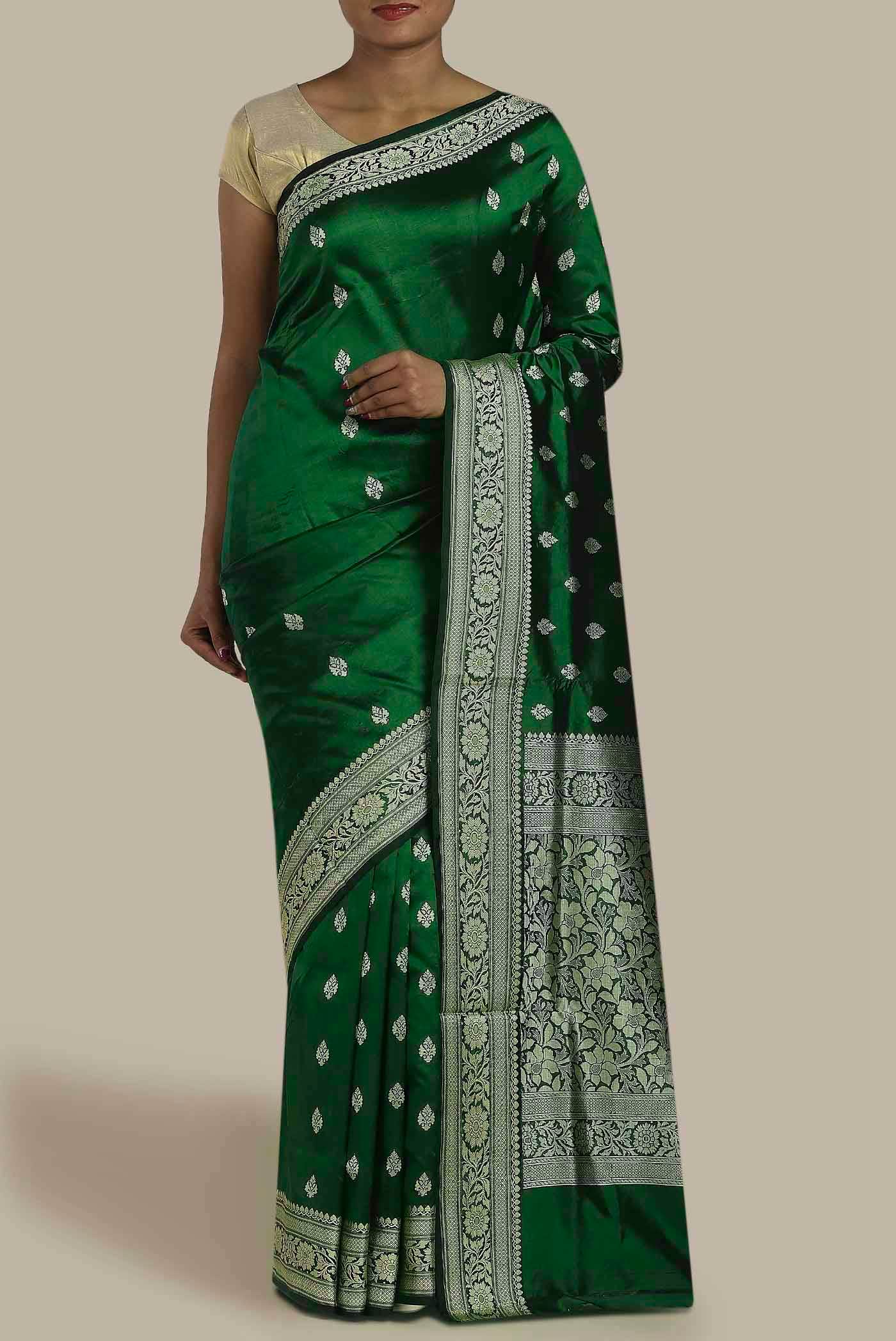 Green Banarasi Katan Silk Saree