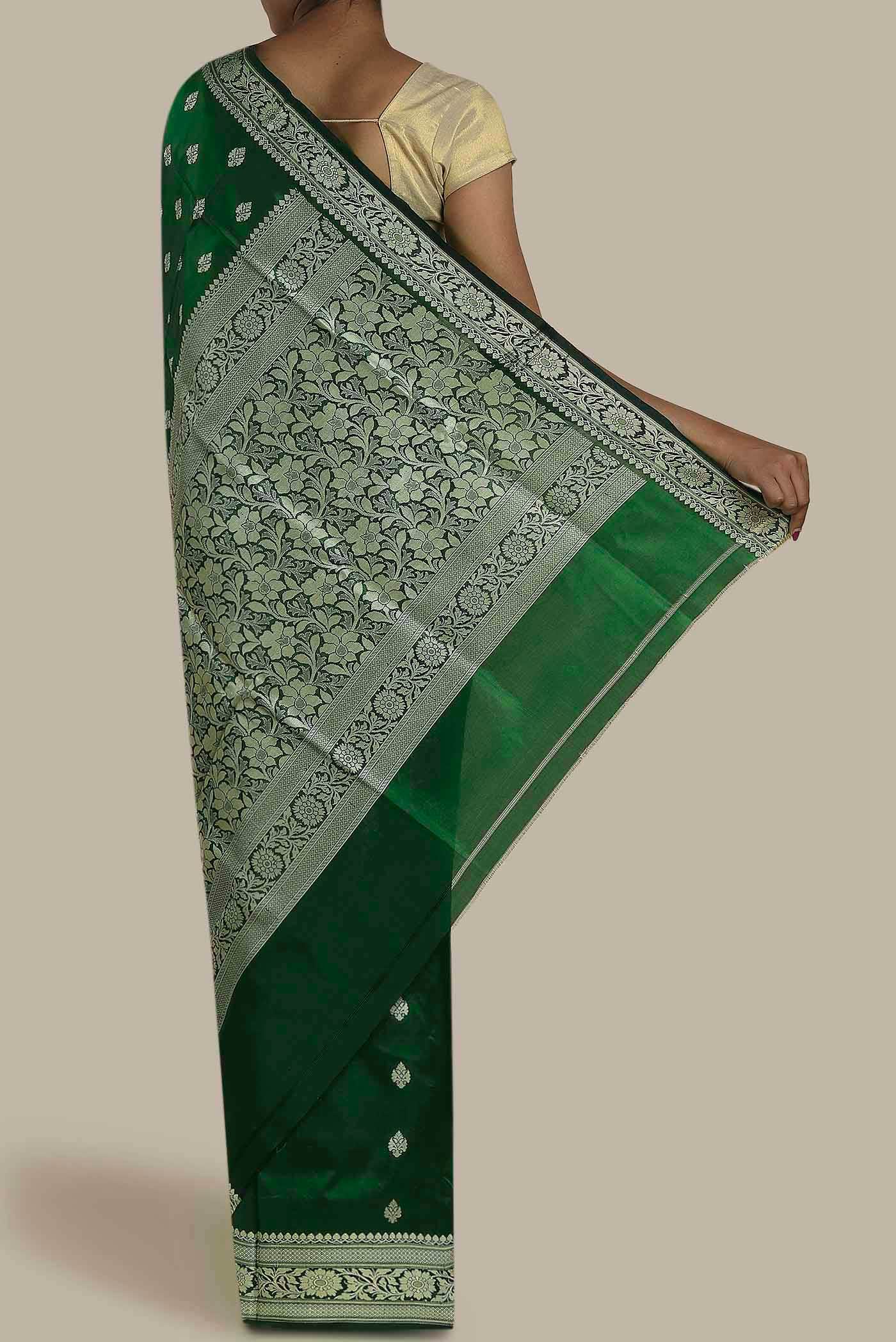 Green Banarasi Katan Silk Saree