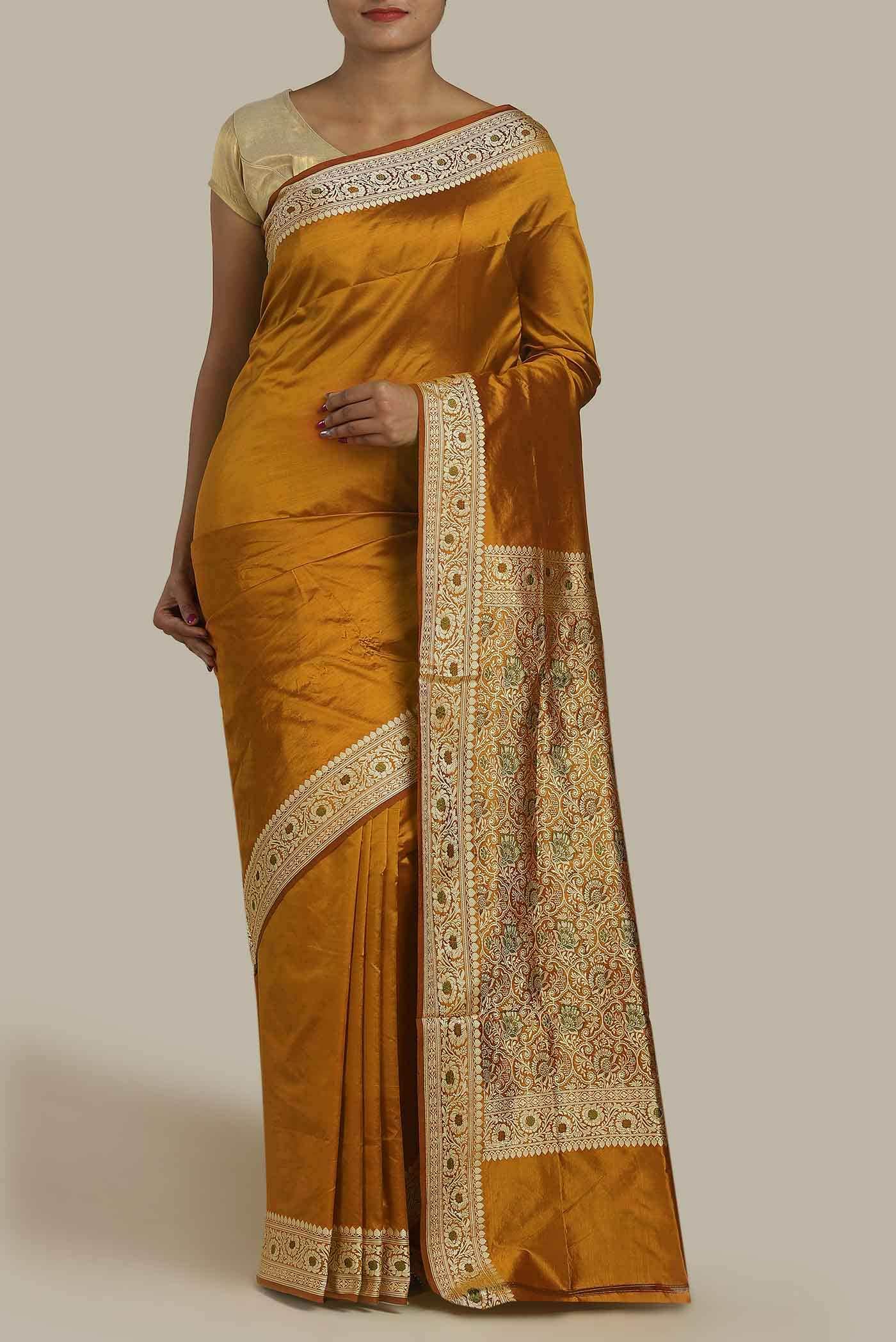 Mustard Banarasi Katan Silk Saree