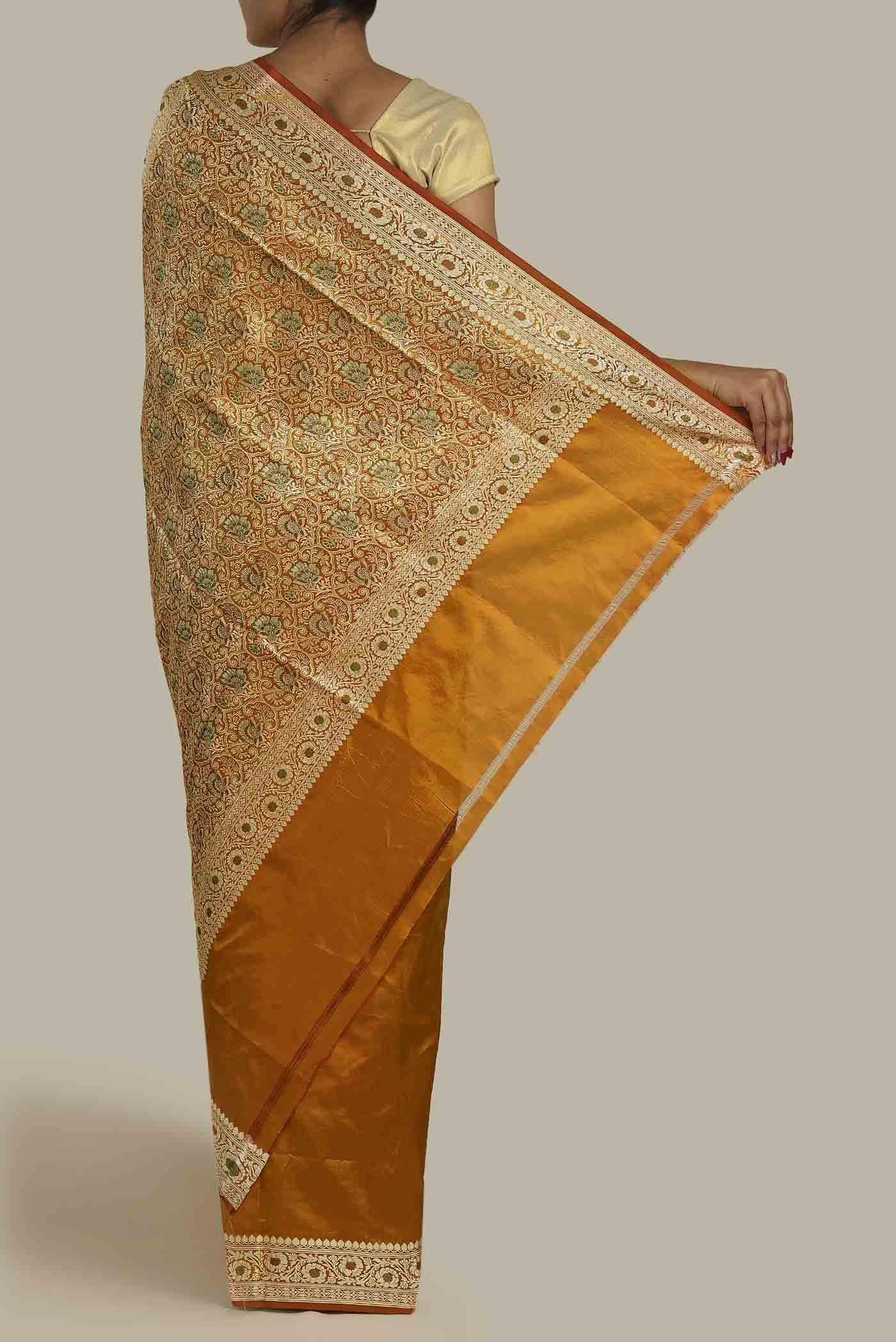 Mustard Banarasi Katan Silk Saree