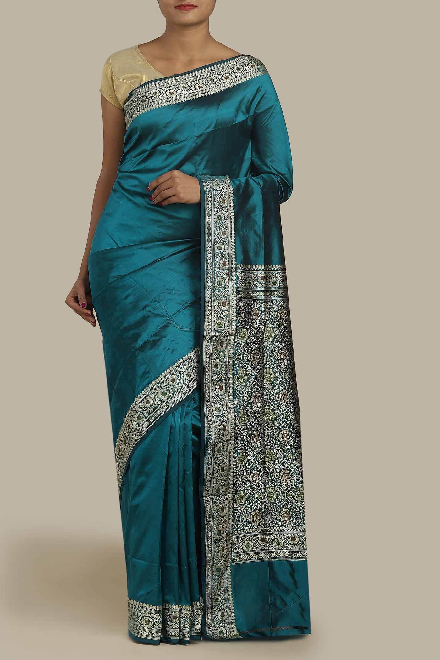 Blue Banarasi Katan Silk Saree