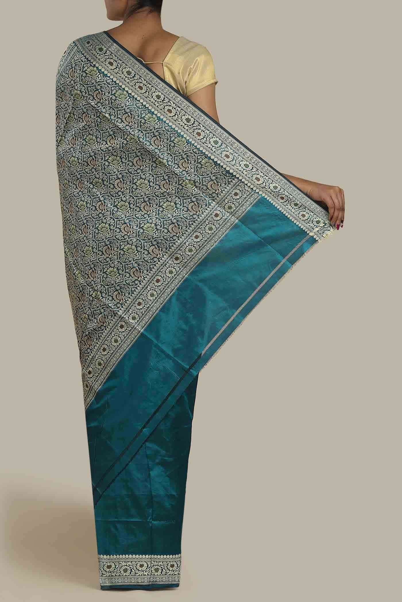 Blue Banarasi Katan Silk Saree