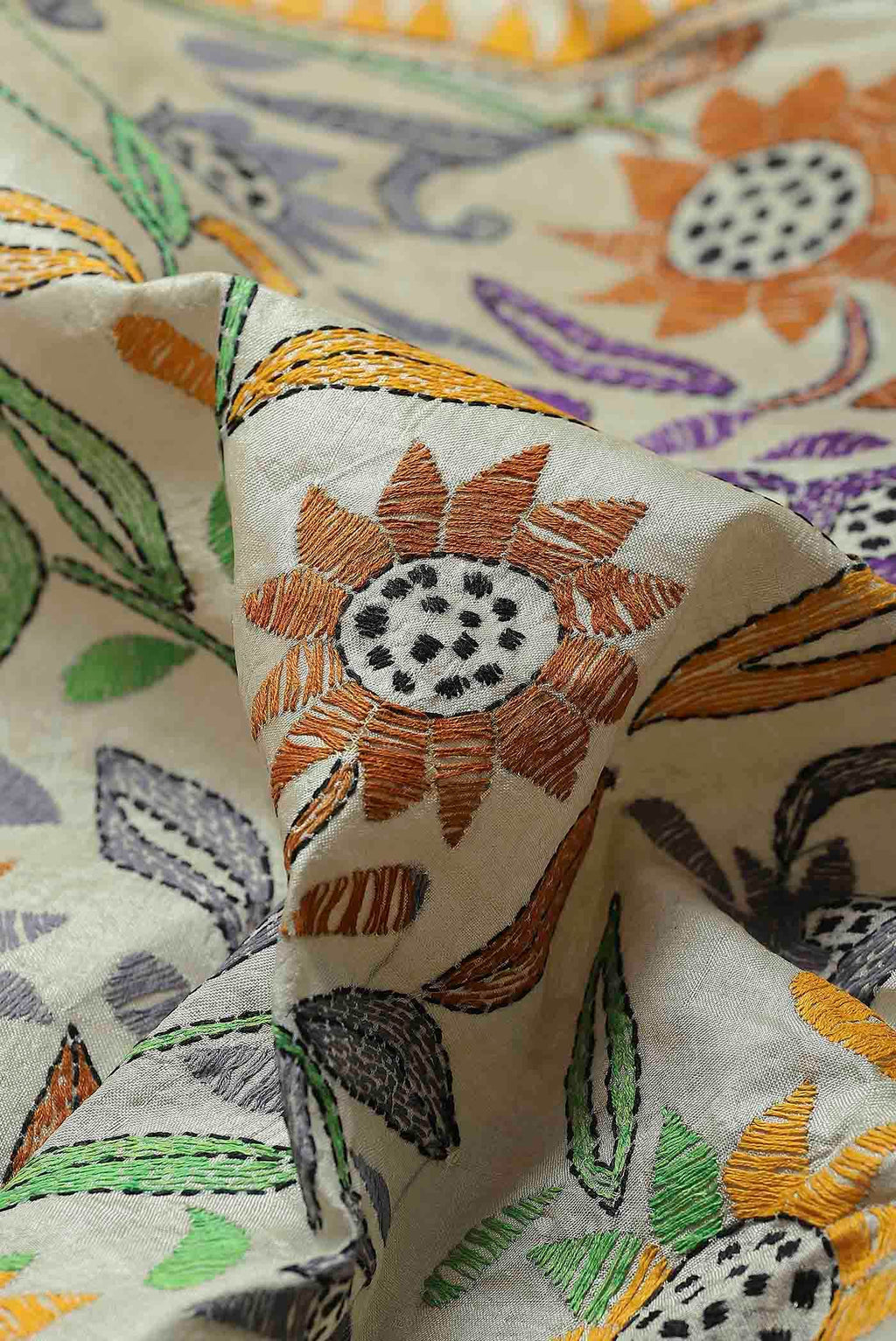 Off White Bhagalpuri Tussar Silk Saree