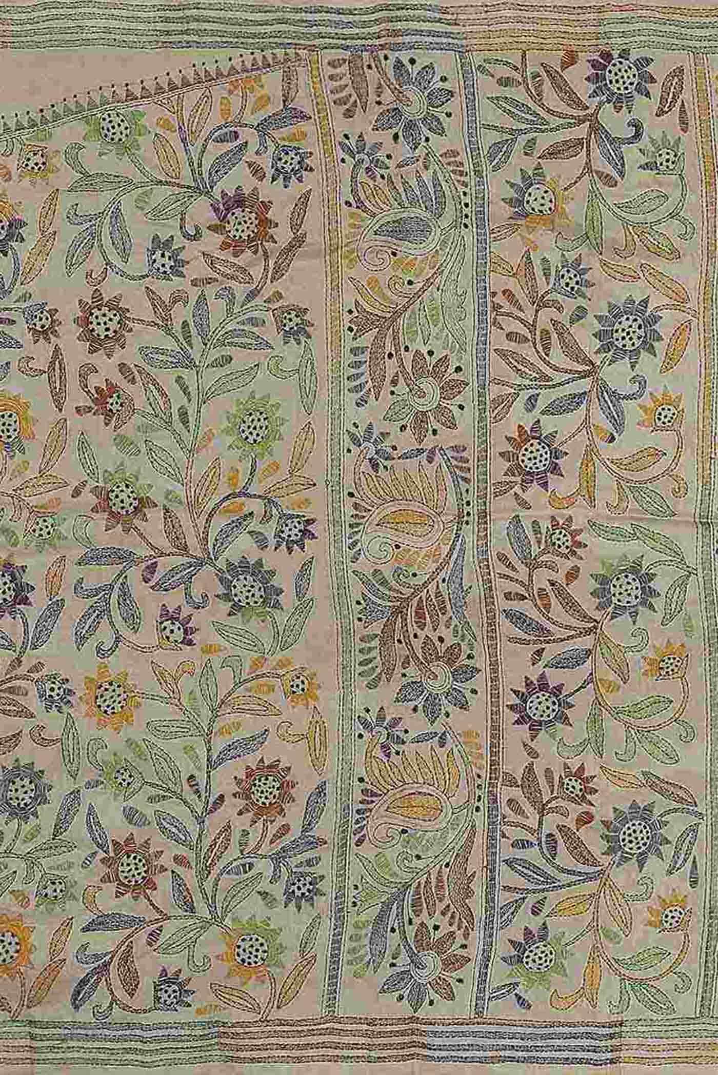 Off White Bhagalpuri Tussar Silk Saree