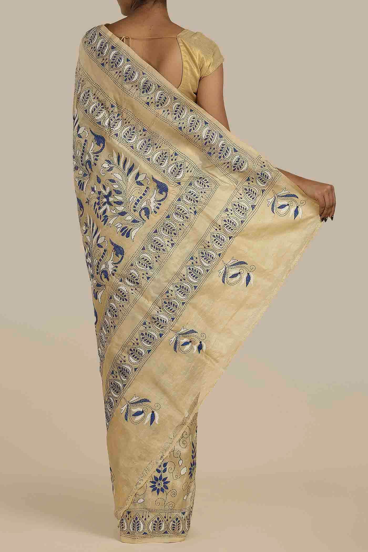 Off White Bhagalpuri Tussar Silk Saree