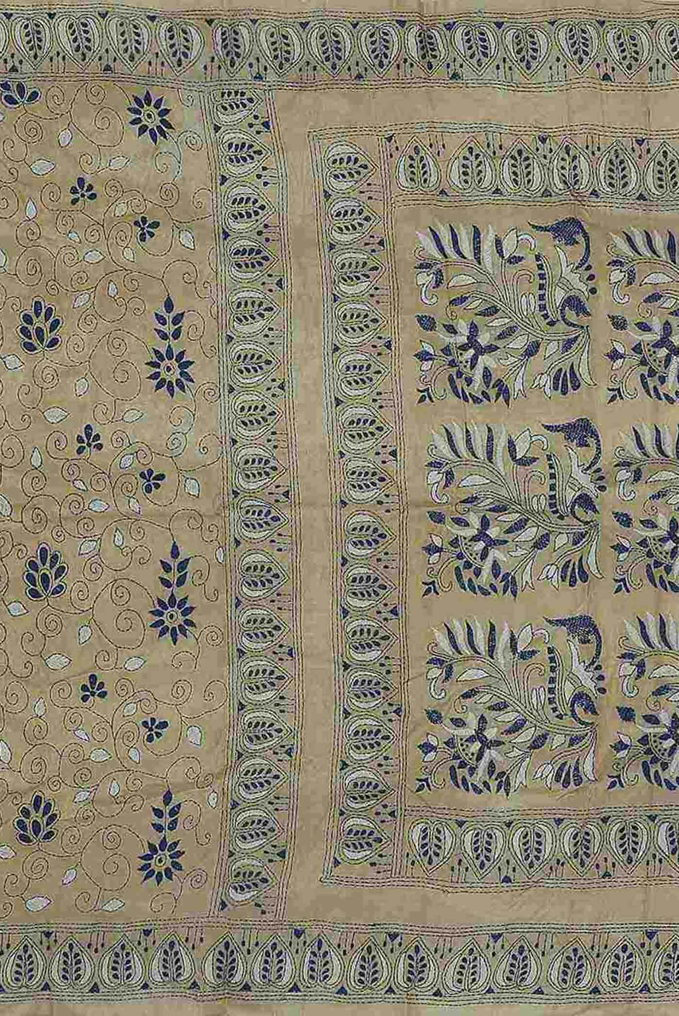 Off White Bhagalpuri Tussar Silk Saree